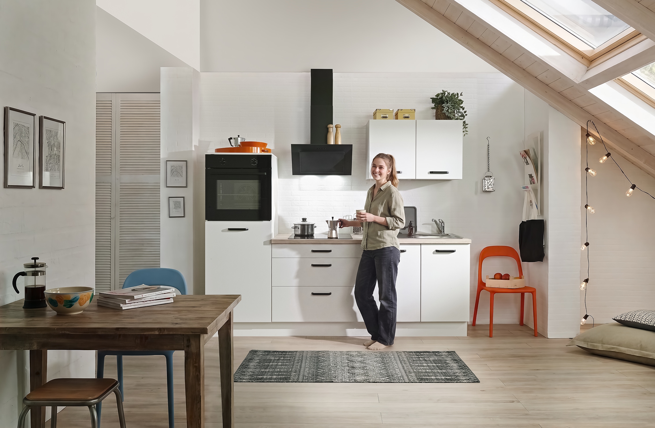 wiho Küchen Kitchenette »Compact« Largeur 240 cm, option avec appareils (sans réfrigérateur))