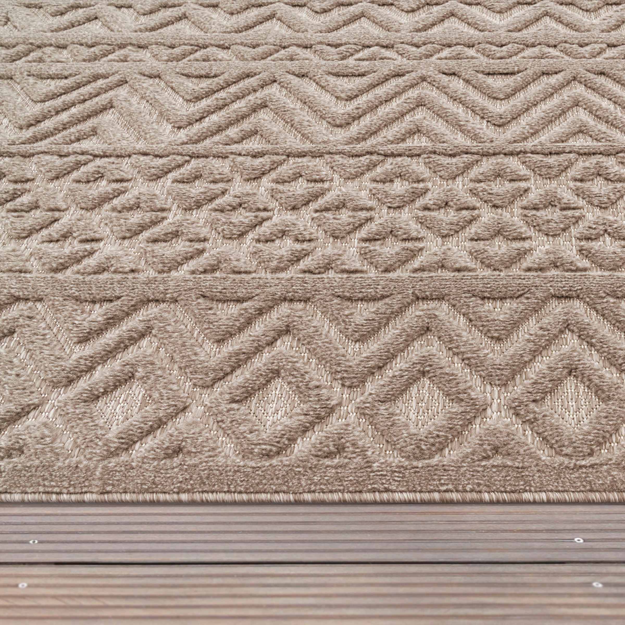 Muster, »Livorno Paco Scandi, kaufen Hoch-Tief Home geeignet Effekt, Teppich rechteckig, Outdoor 673«, Rauten Uni-Farben,