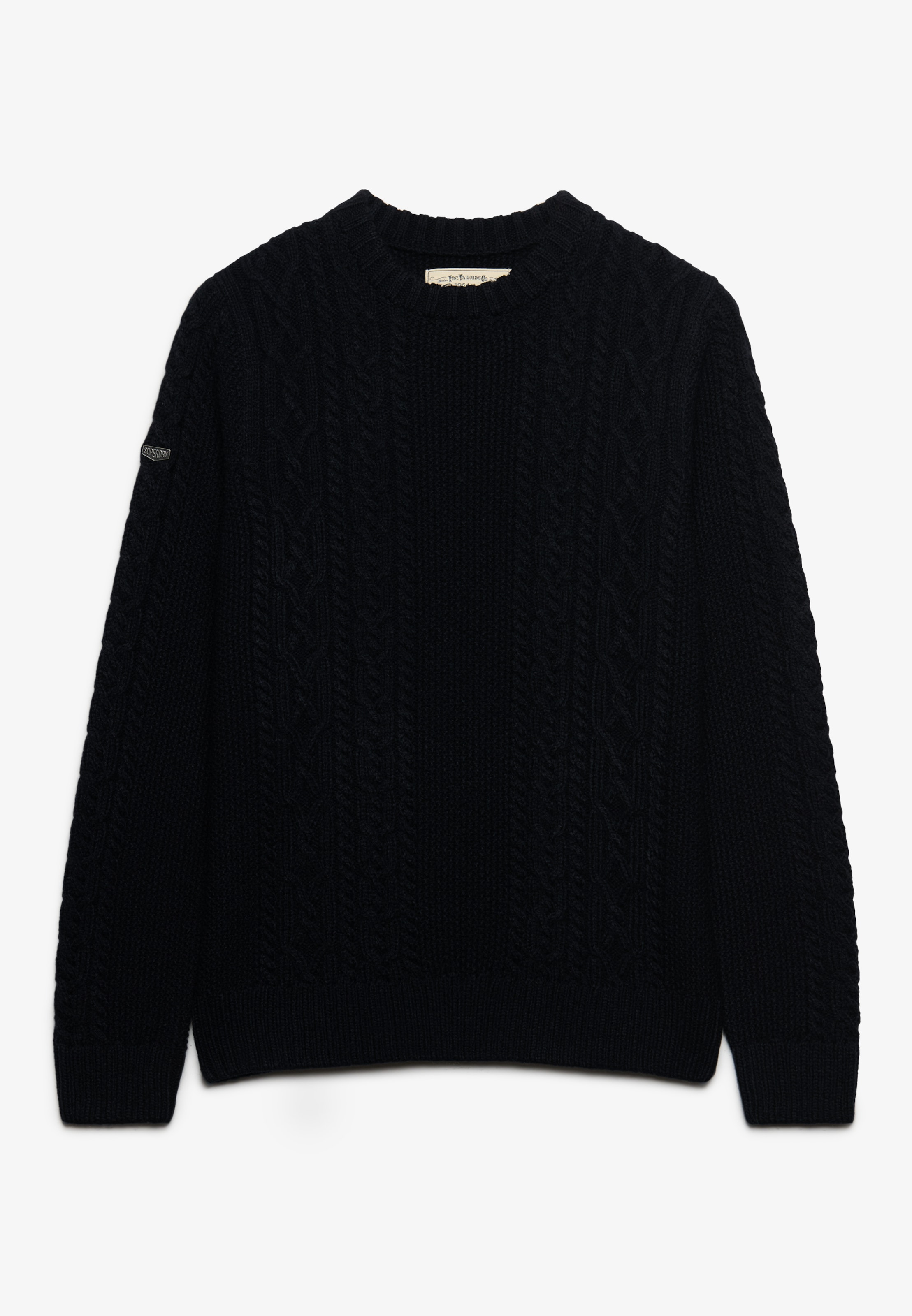 Superdry Rundhalspullover »JACOB CABLE JUMPER« Materialmix, regular fit