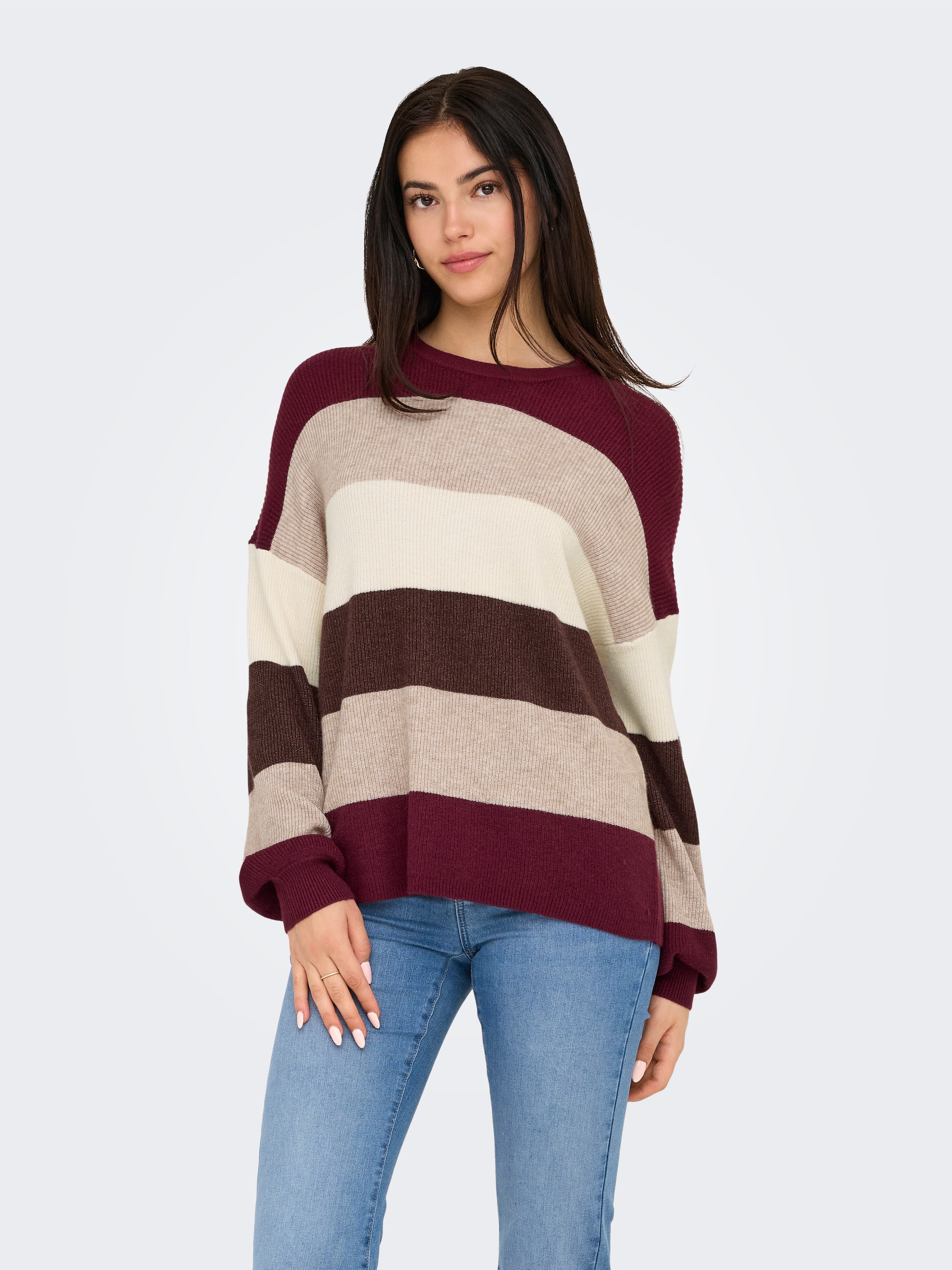 Image of ONLY Strickpullover "ONLATIA L/S STRIPE PULLOVER KNT NOOS" Viskosemischung, regular fit