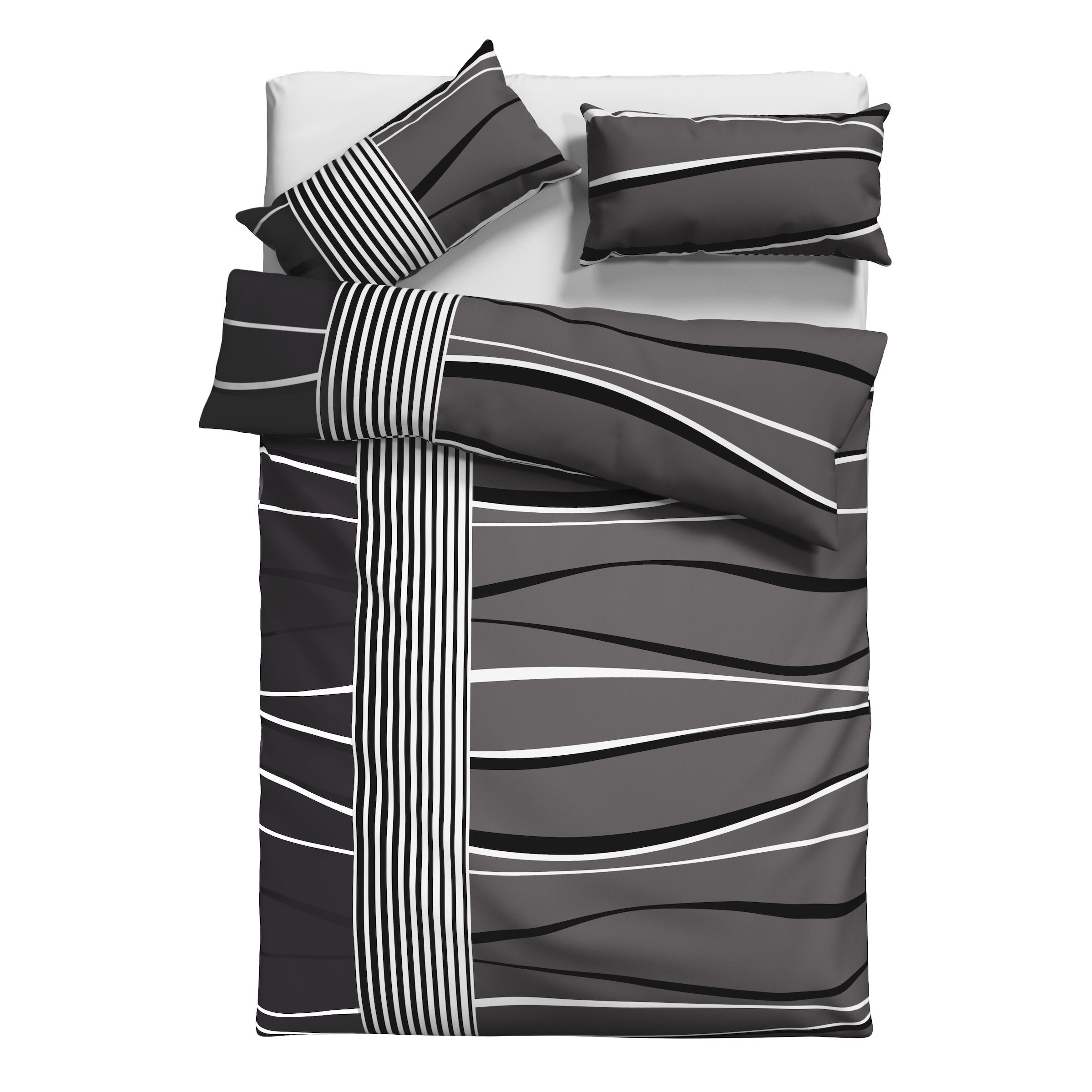 my home Bettwäsche »Renu in Gr. 135x200 oder 155x220 cm«, (2 tlg.), Bettwäsche aus Baumwolle, grafische Bettwäsche mit Wellen-Design