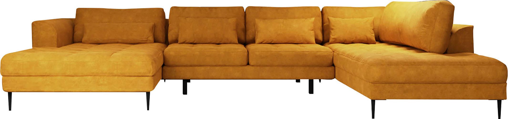 TRENDMANUFAKTUR Wohnlandschaft »Luzi, gemütliches Sofa, extra viel Platz, viele Kissen« Designsofa mit tollem Sitzkomfort, Metallfüsse schwarz, Breite 361 cm