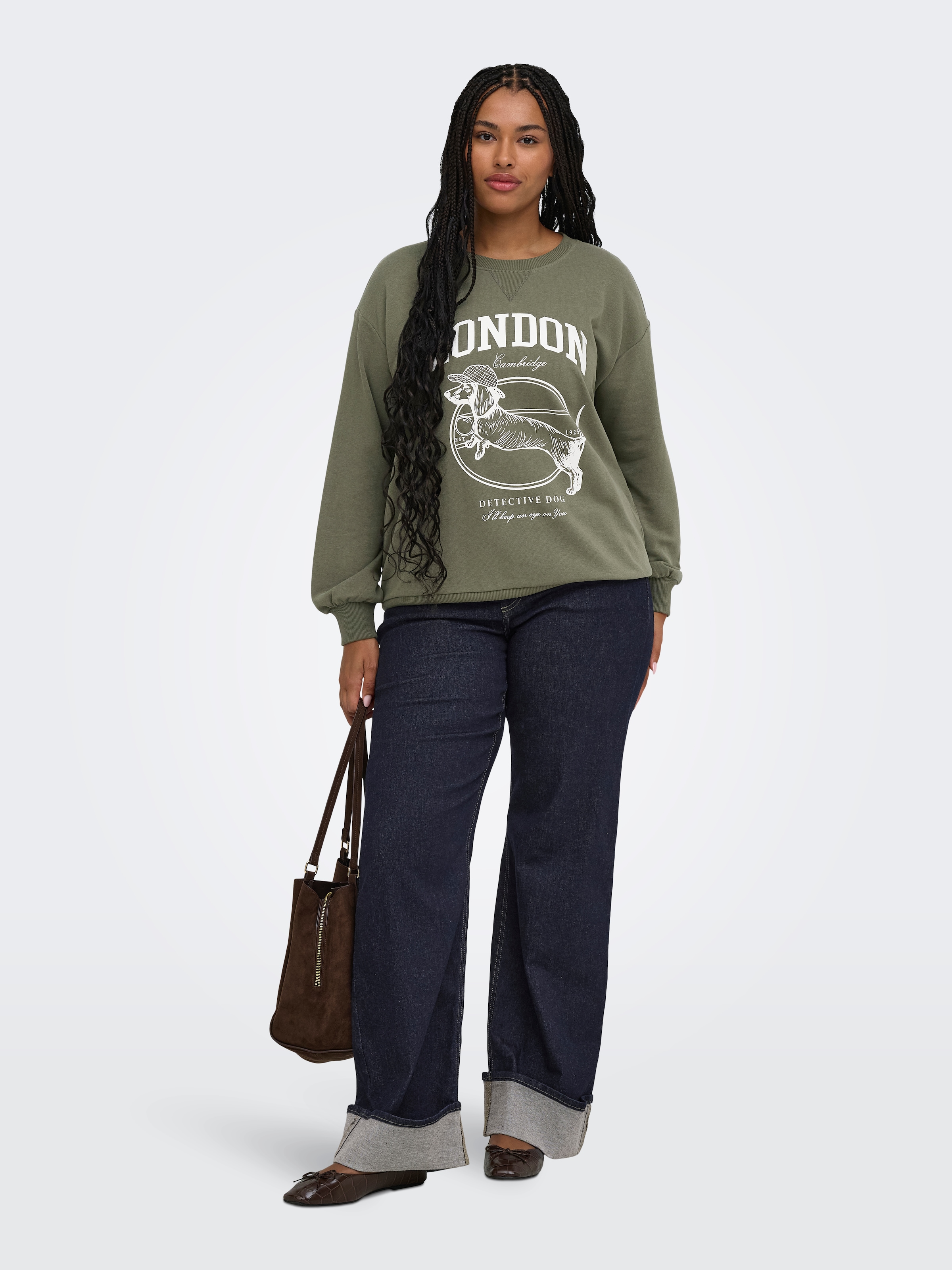 ONLY CARMAKOMA »CARAMELIA LS O-NECK SWEAT JRS«, mélange coton, coupe régulière
