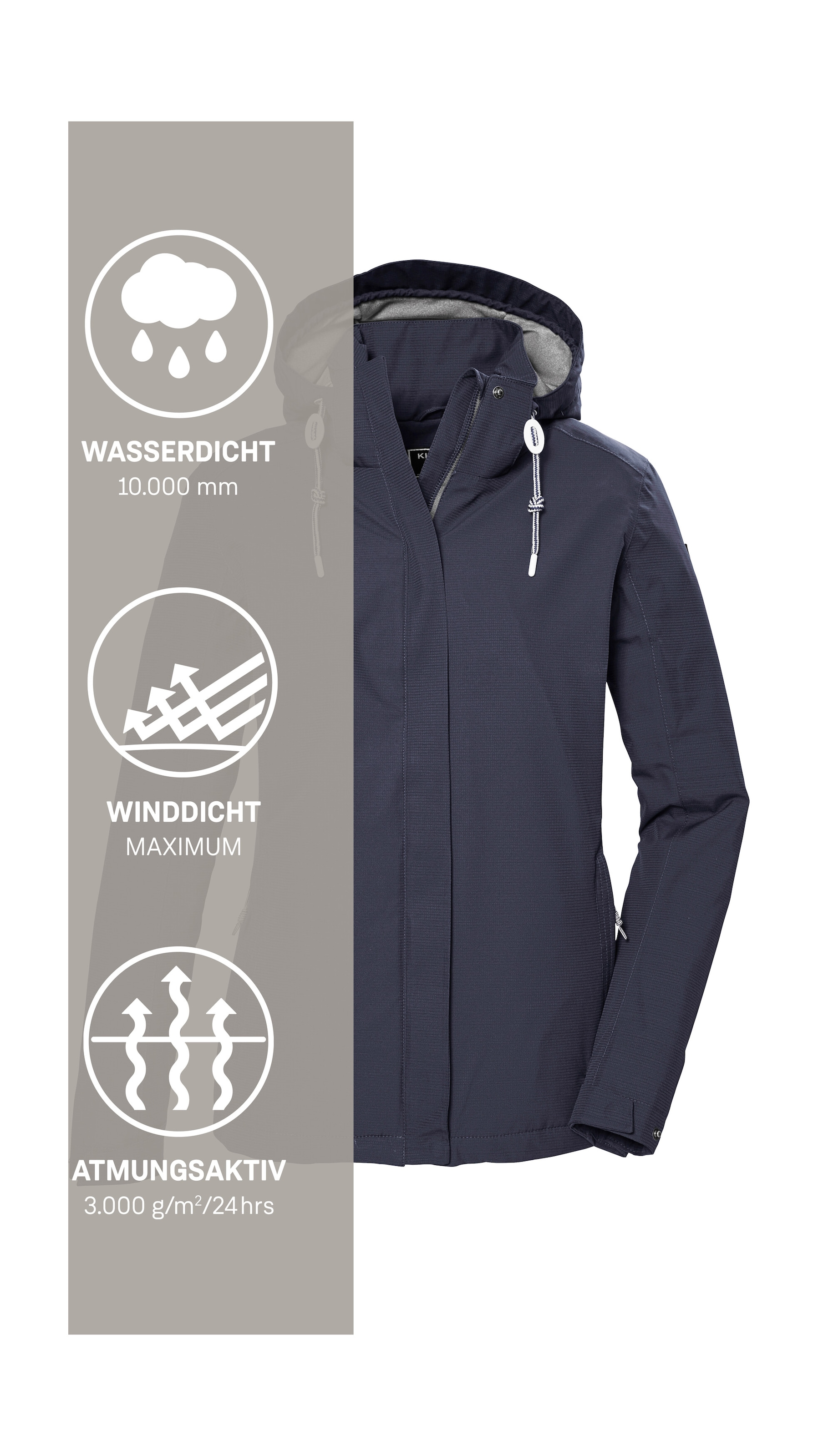 Killtec Veste d'extérieur »KOS 61 WMN JCKT« Funktionsjacke: wasser- und winddicht, atmungsaktiv, abnehmbare Kapuze