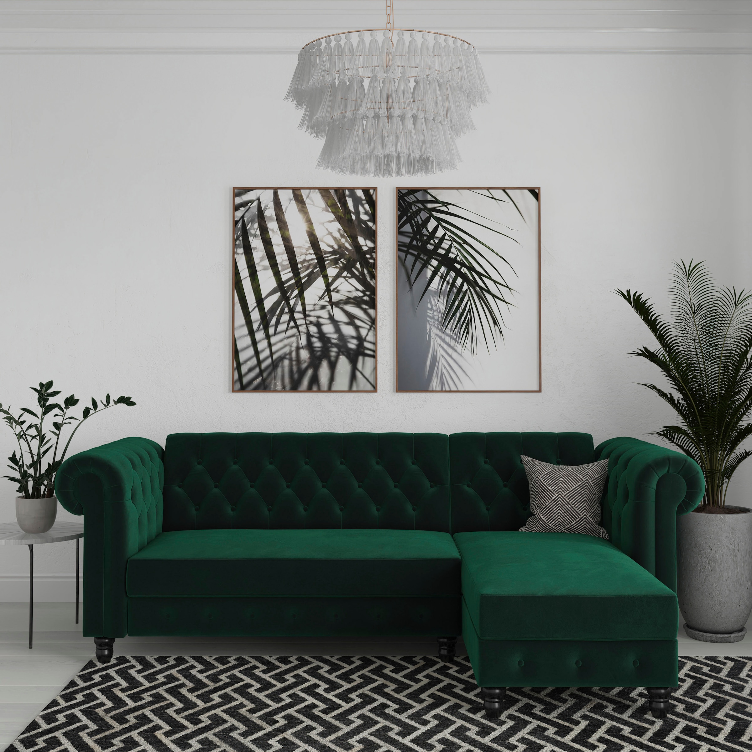 Dorel Home Ecksofa »Felix, L-Form, 241 cm (Liegefl.108x195 cm), Recamiere tauschbar,«, verstellb. Rückenlehne, Bett-Funktion, Velours, Kunstleder, Vintage