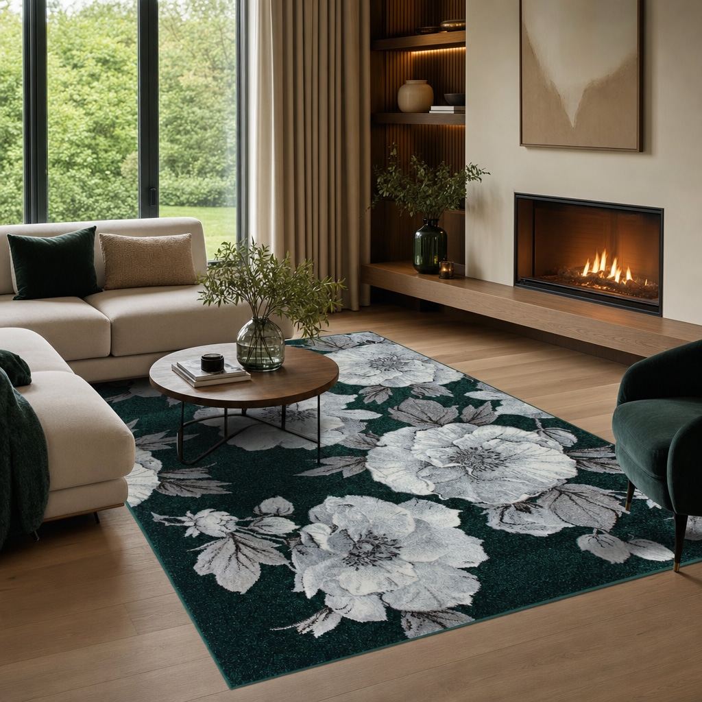 GOODproduct Teppich »Florent, Blumen Design, Vintage« rechteckig 9 mm Höhe Floral, detailreiche Blüten, Botanical, elegant, Wohnzimmer