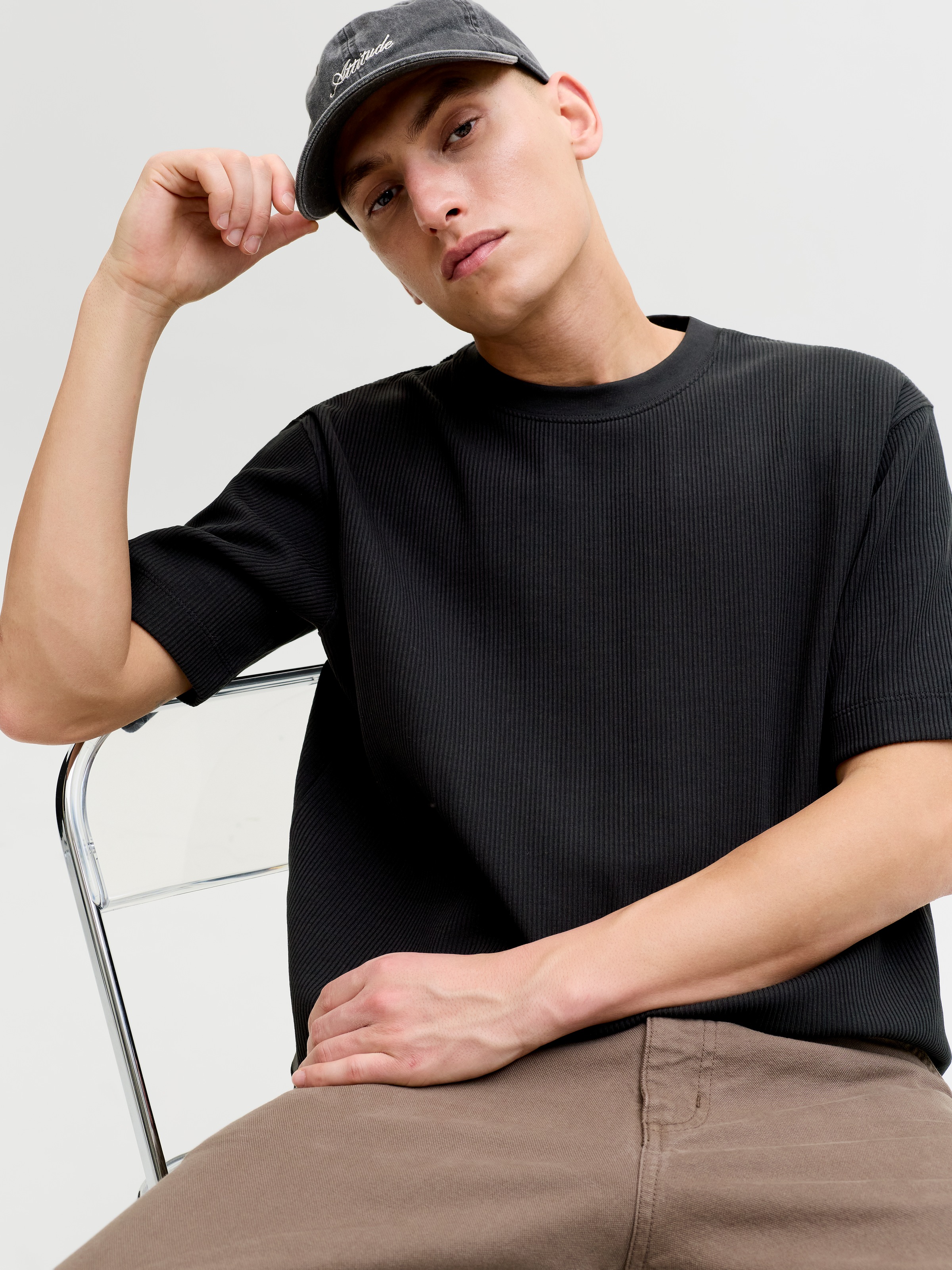 Jack & Jones Shirt à col rond »JJEHARRISON STRUCTURE TEE SS O-NECK LN« mit Rundhalsusschnitt