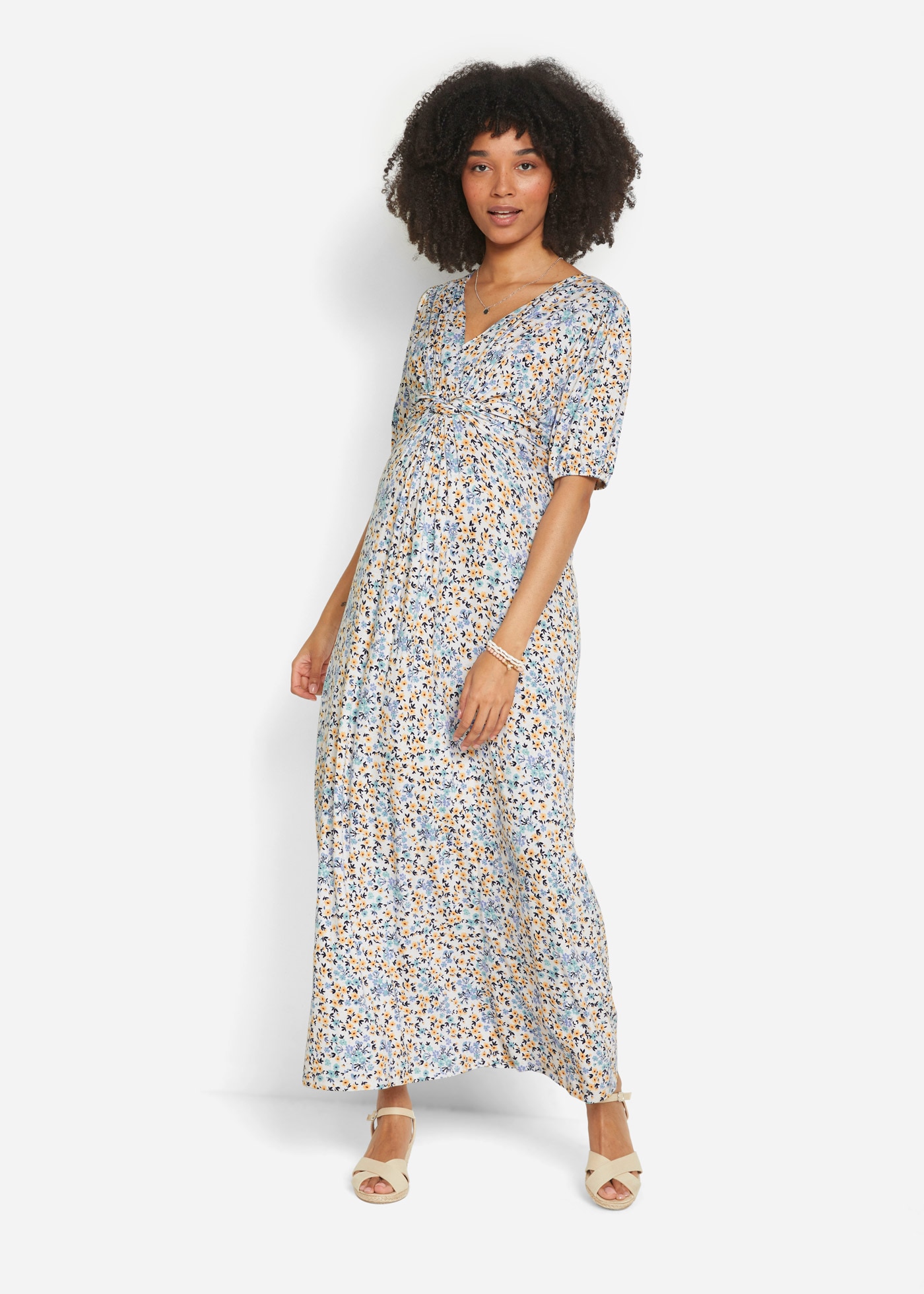 Image of bonprix Umstandskleid mit Still-Funktion, aus Viskose-Stretch, 1/2 Arm, knöchellang