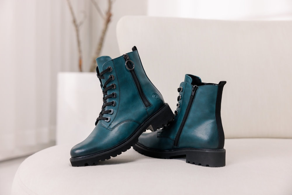 Remonte Schnürstiefelette, Blockabsatz, Stiefelette, Schnürboots, Flats im Used Look