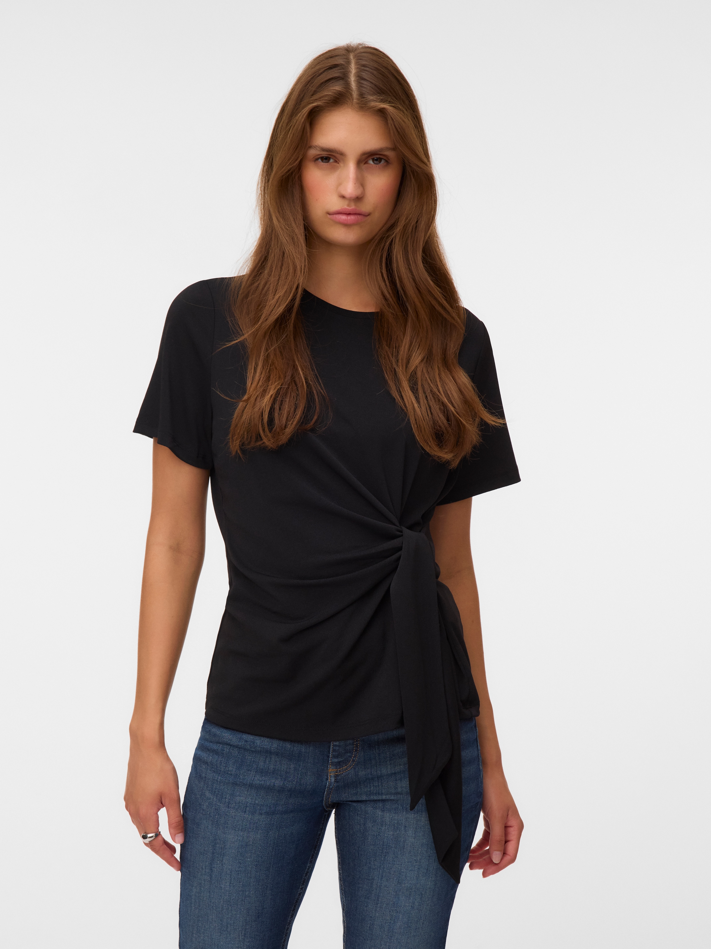 Image of Vero Moda Kurzarmshirt "VMJILL SS TOP JRS NOOS" Materialmix, regular fit