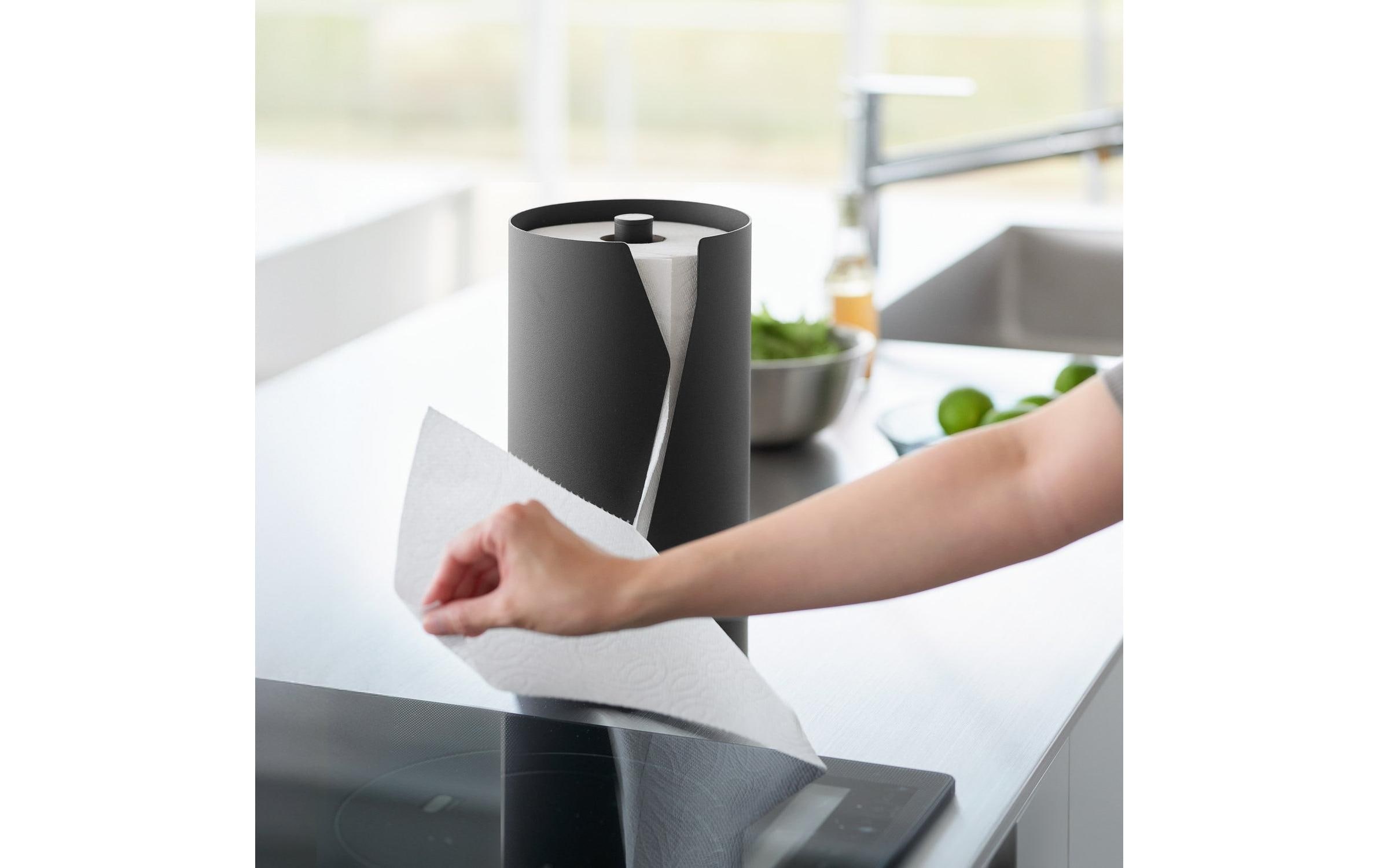 Yamazaki Porte-rouleau de cuisine »Tower 16 x 16 x 30.2 cm« Runder Küchenrollenhalter aus Stahl mit beschwerter Basis