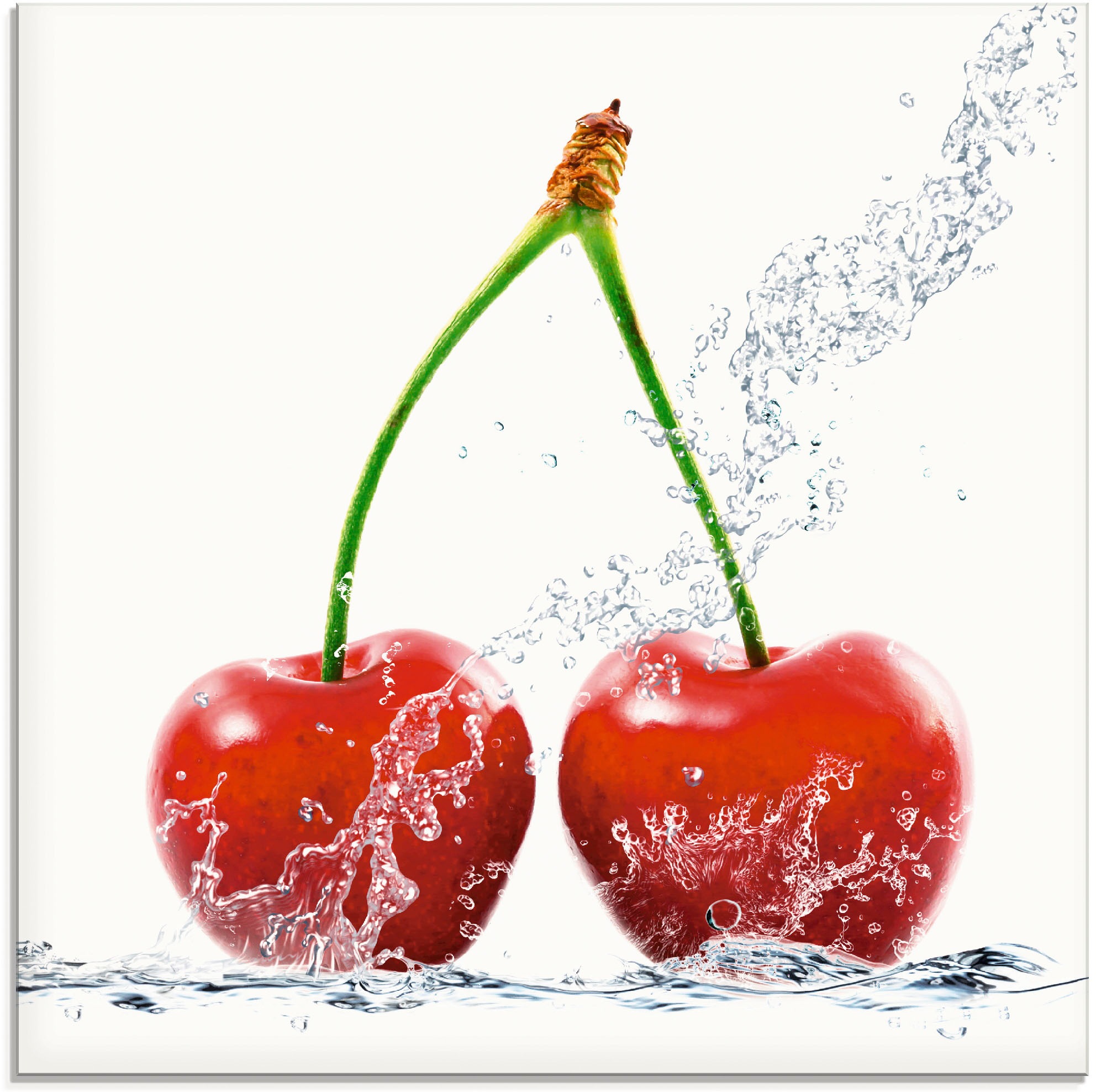 Image of Artland Glasbild "Kirschen mit Spritzwasser" Lebensmittel 1 Stk. tlg. in verschiedenen Grössen