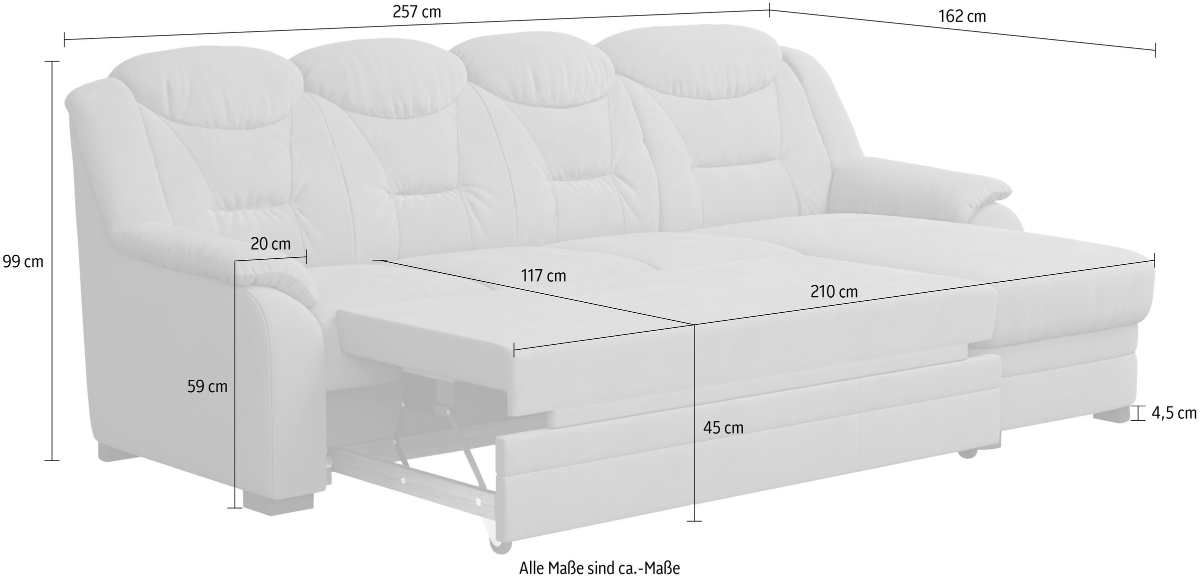 COTTA Ecksofa »Marcus L-Form«, wahlweise mit Bettfunktion
