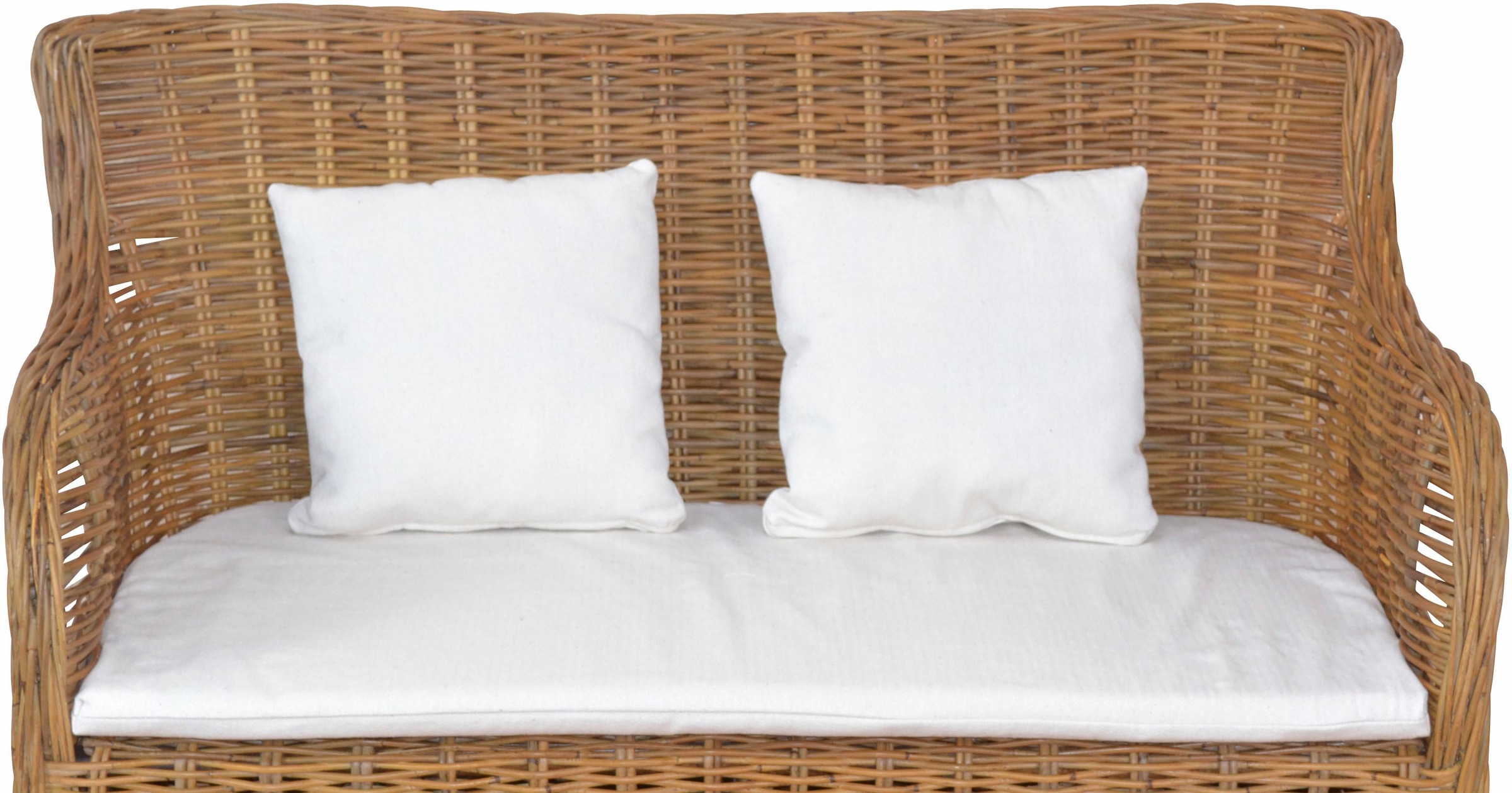 HOFMANN LIVING AND MORE Sofa, aus handgeflochtenem Kubu-Rattan und sechs Füssen