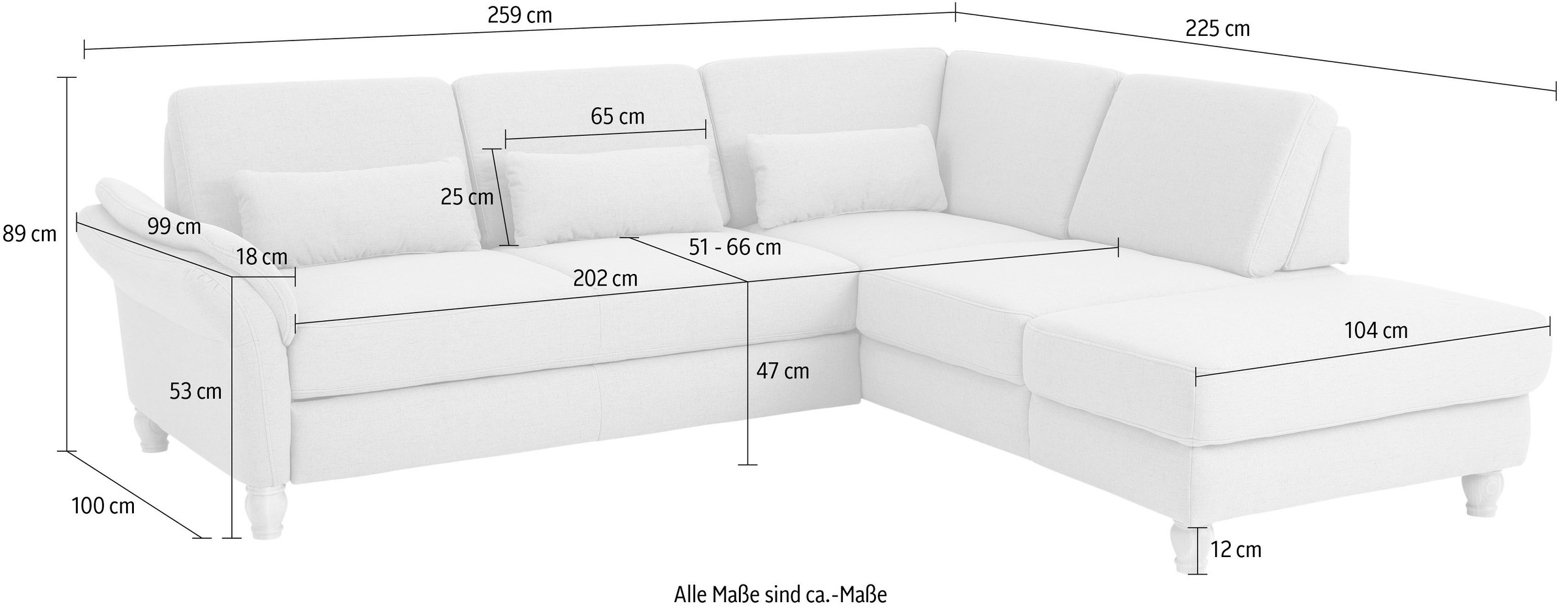 Home affaire Ecksofa »Palace L-Form« incl. Sitztiefenverstellung, wahlweise mit Schlaffunktion und Stauraum