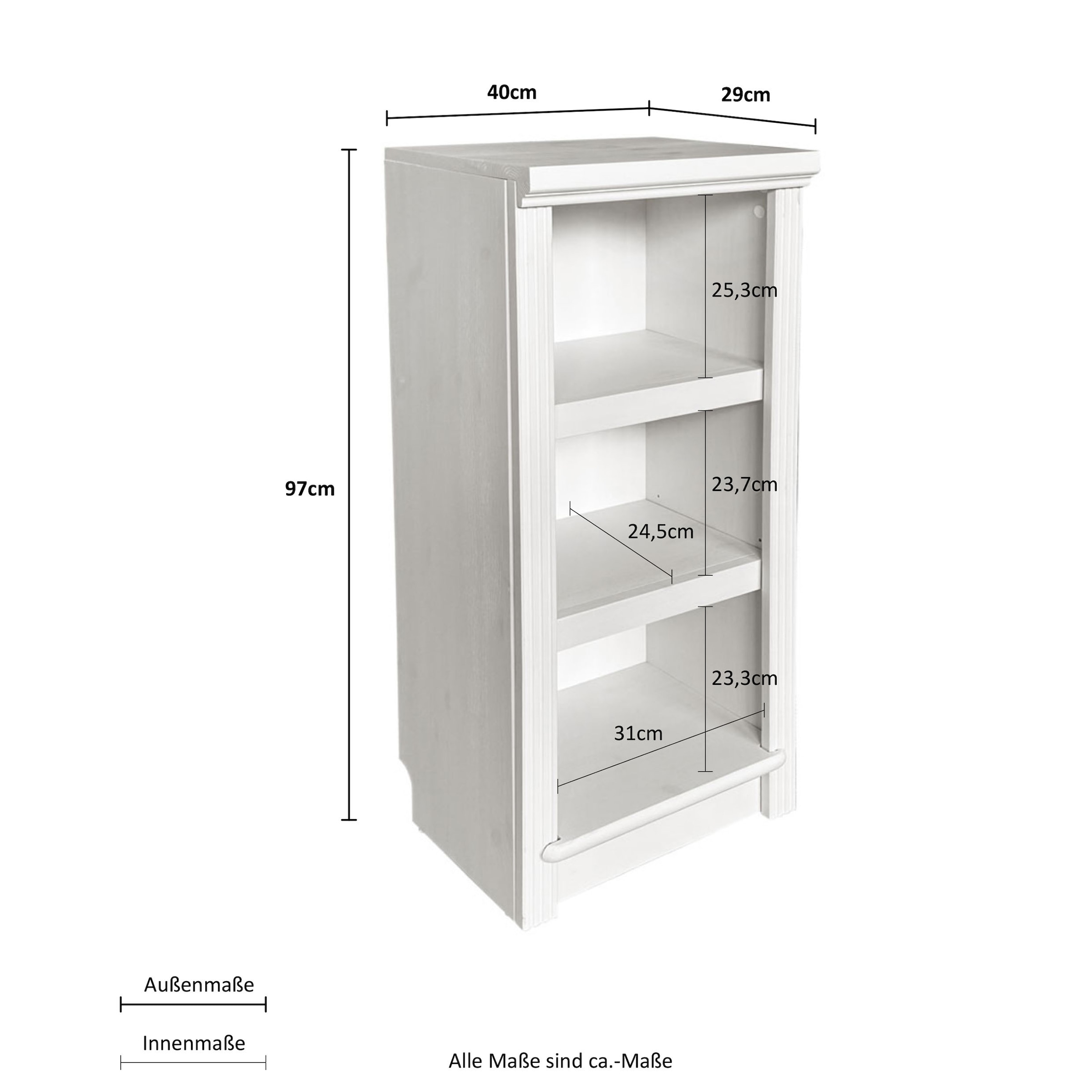 Home affaire Standregal »Soeren Stege«, Aus massiver Kiefer, Masse (B/T/H): 40/29/97 cm