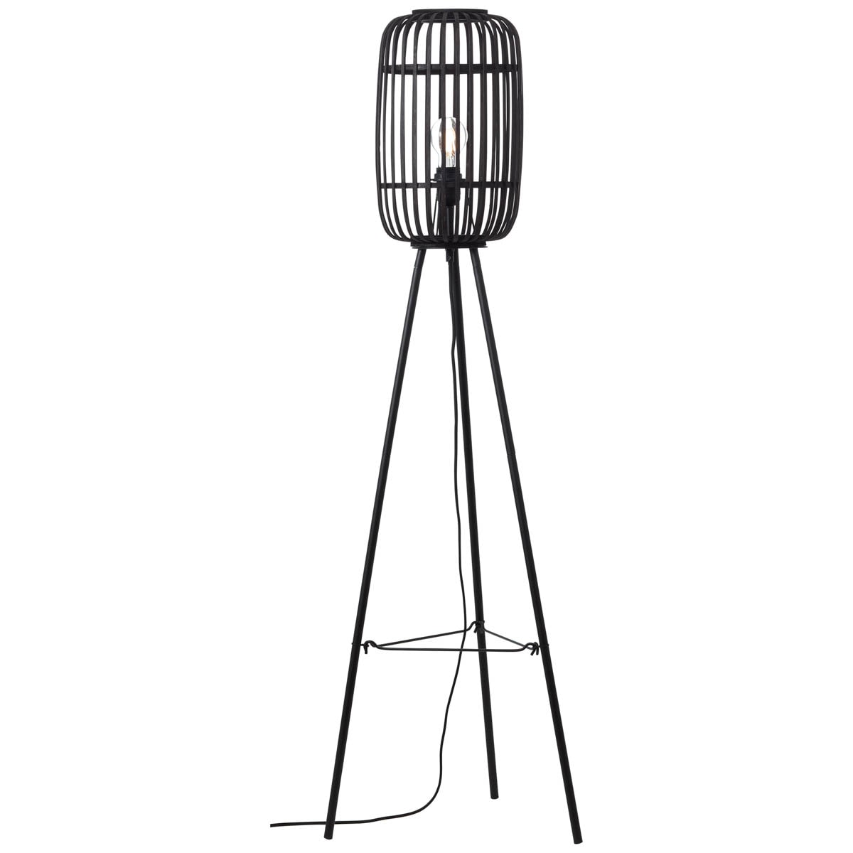 Brilliant Stehlampe »Woodrow«, 1 flammig-flammig, 130 cm Höhe, Ø 45 cm, E27, Metall/Bambus, holz dunkel/schwarz