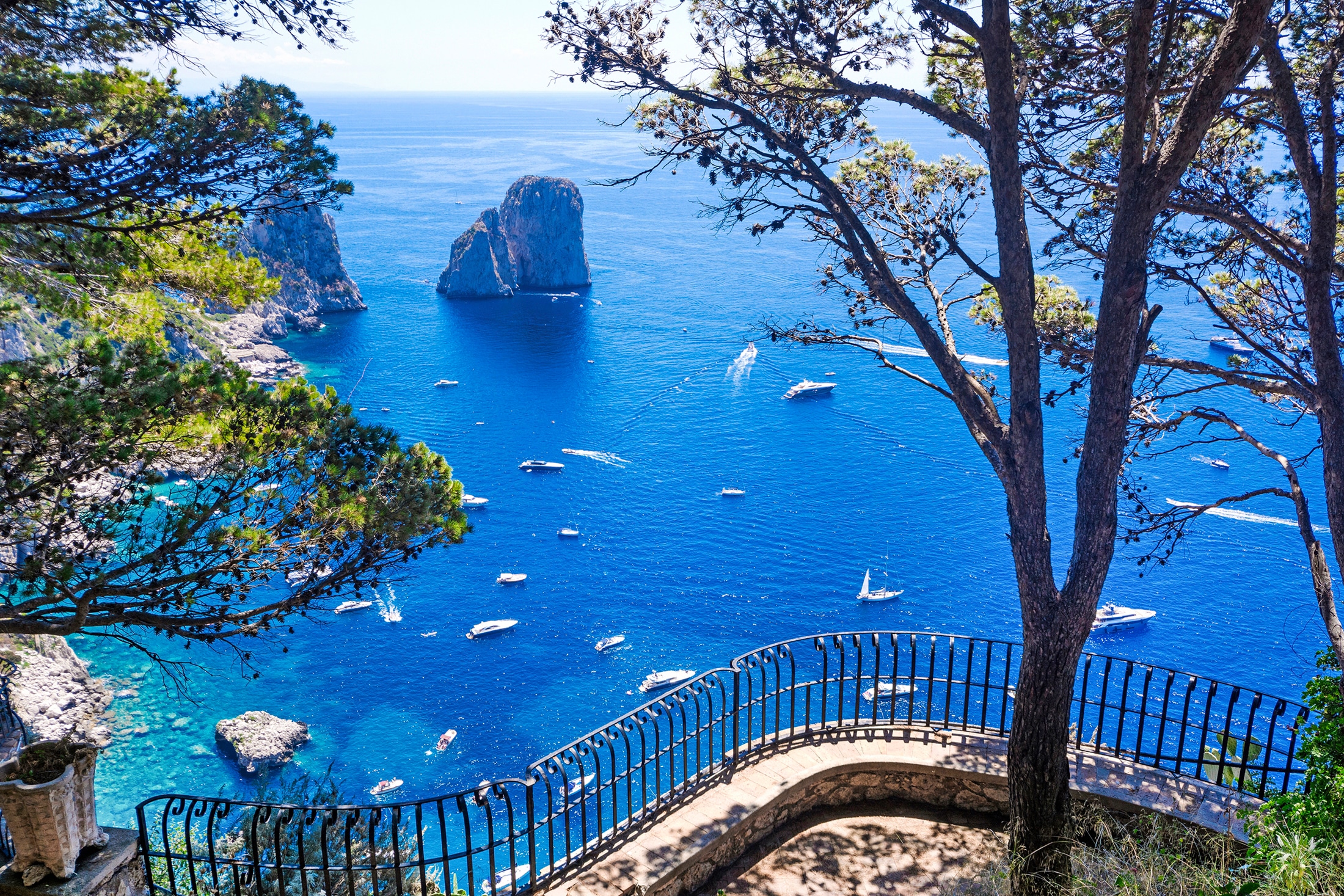 Image of Papermoon Fototapete "CAPRI-INSEL STRAND KLIPPEN KÜSTE BLUME GEBIRGE TERRASSE"