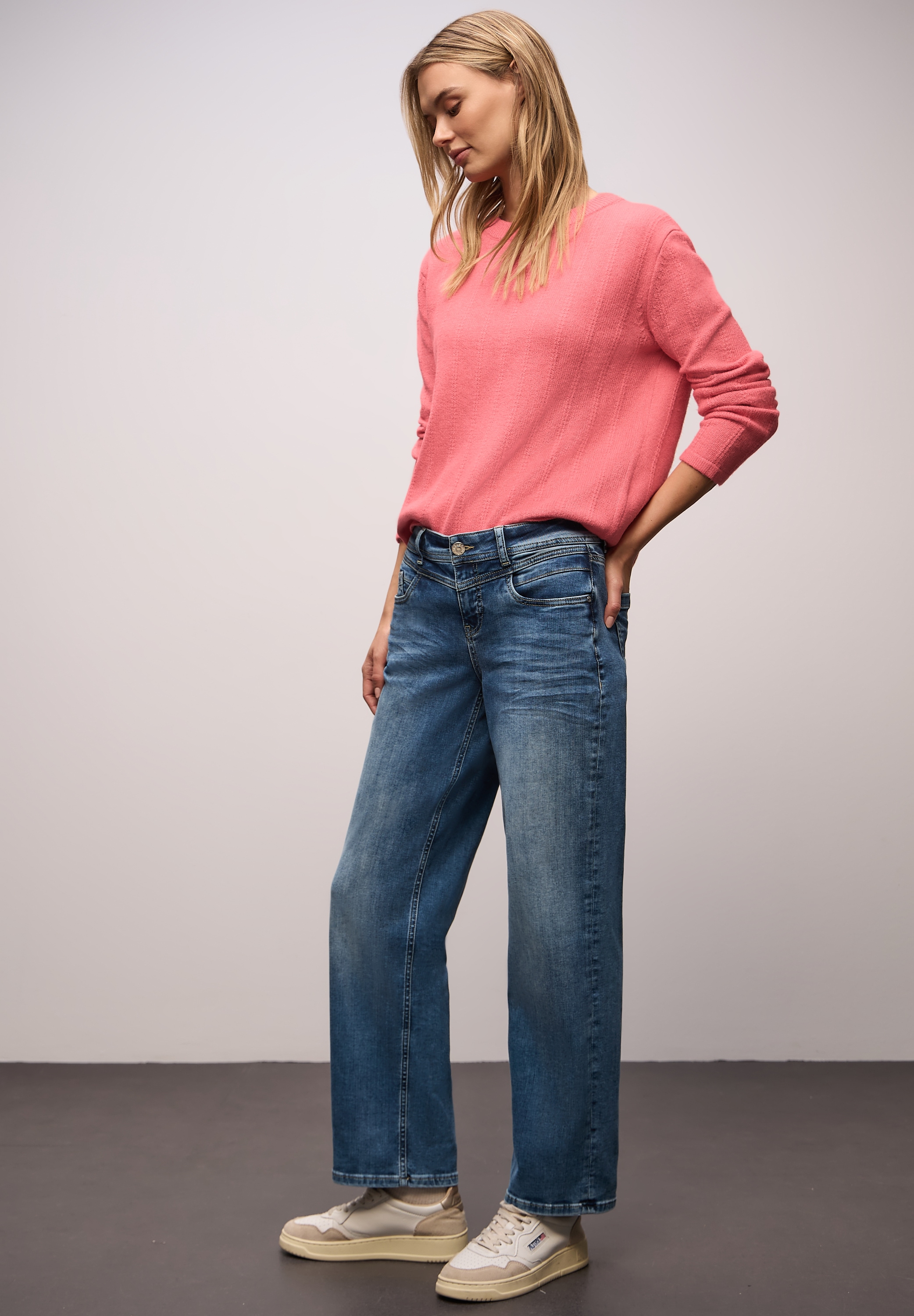 STREET ONE Strickpullover mit Rundhals, strukturiert