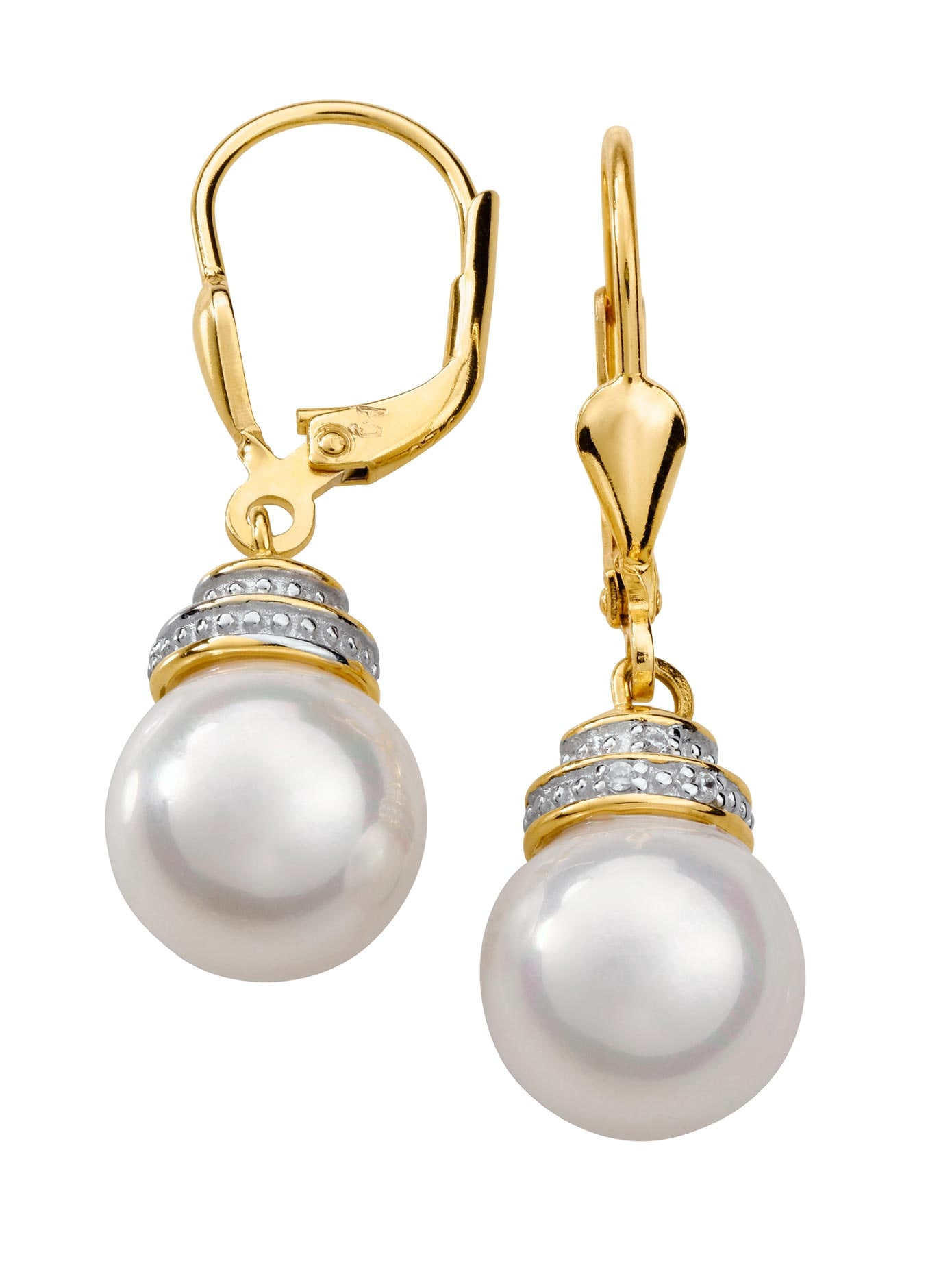 Ohrhänger mit Muschelkernperle und funkelndem Zirkonia