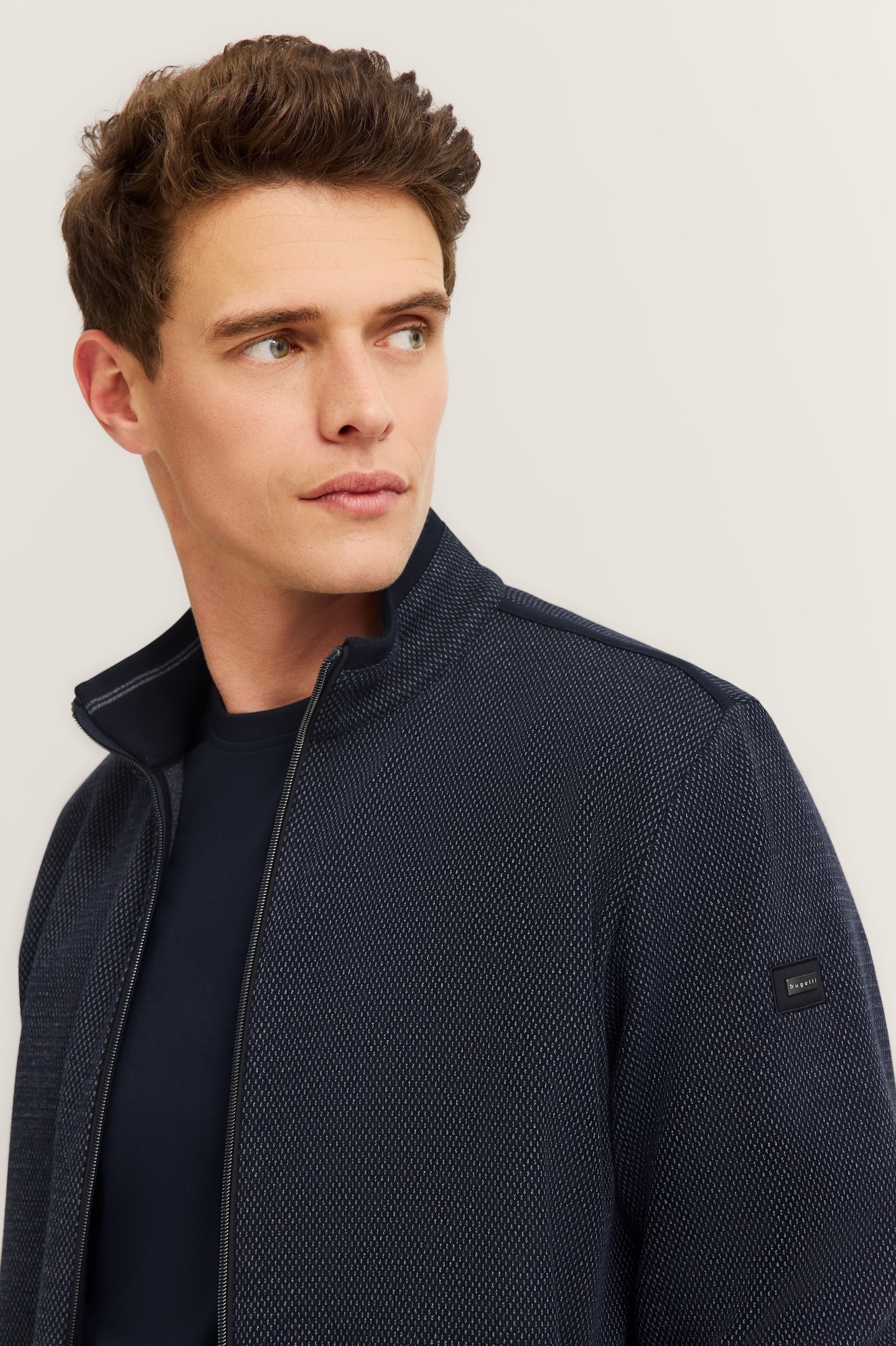 bugatti Veste sweat »Modern Fit« mit Stehkragen und aus Baumwollmix