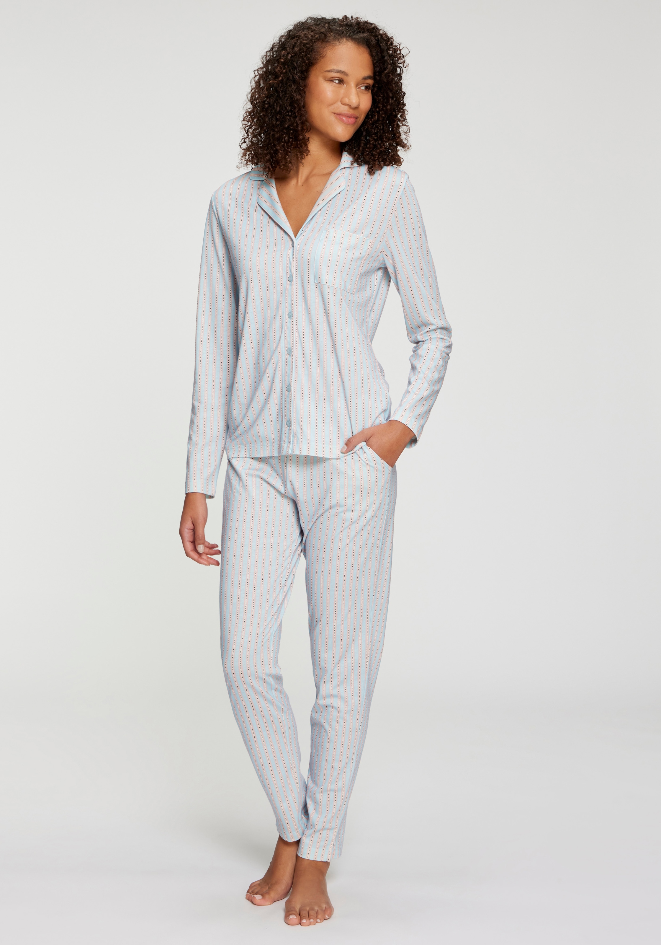 s.Oliver Pantalon de pyjama  Schöner Blumen oder Streifen Druck