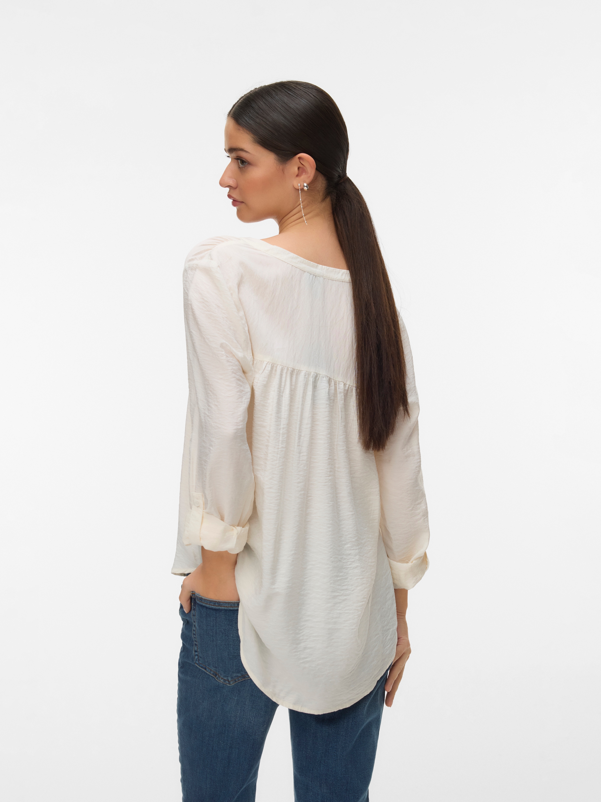 Vero Moda Blusenshirt »VMKAJA LS V-NECK FOLD-UP TOP WVN« mit Raglan-Ärmeln