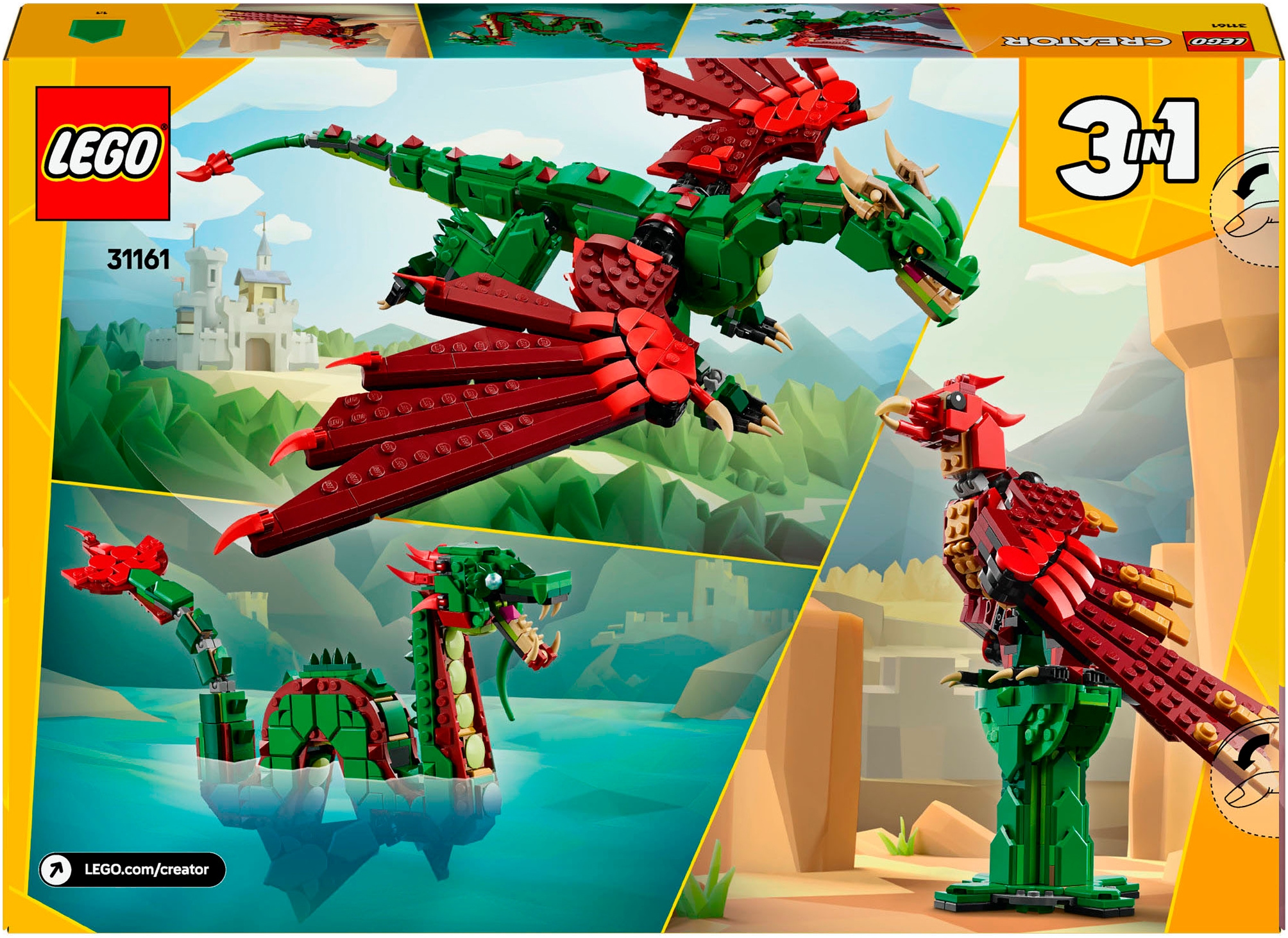 LEGO® Konstruktionsspielsteine »Grüner Drache (31161), LEGO Creator« Made in Europe
