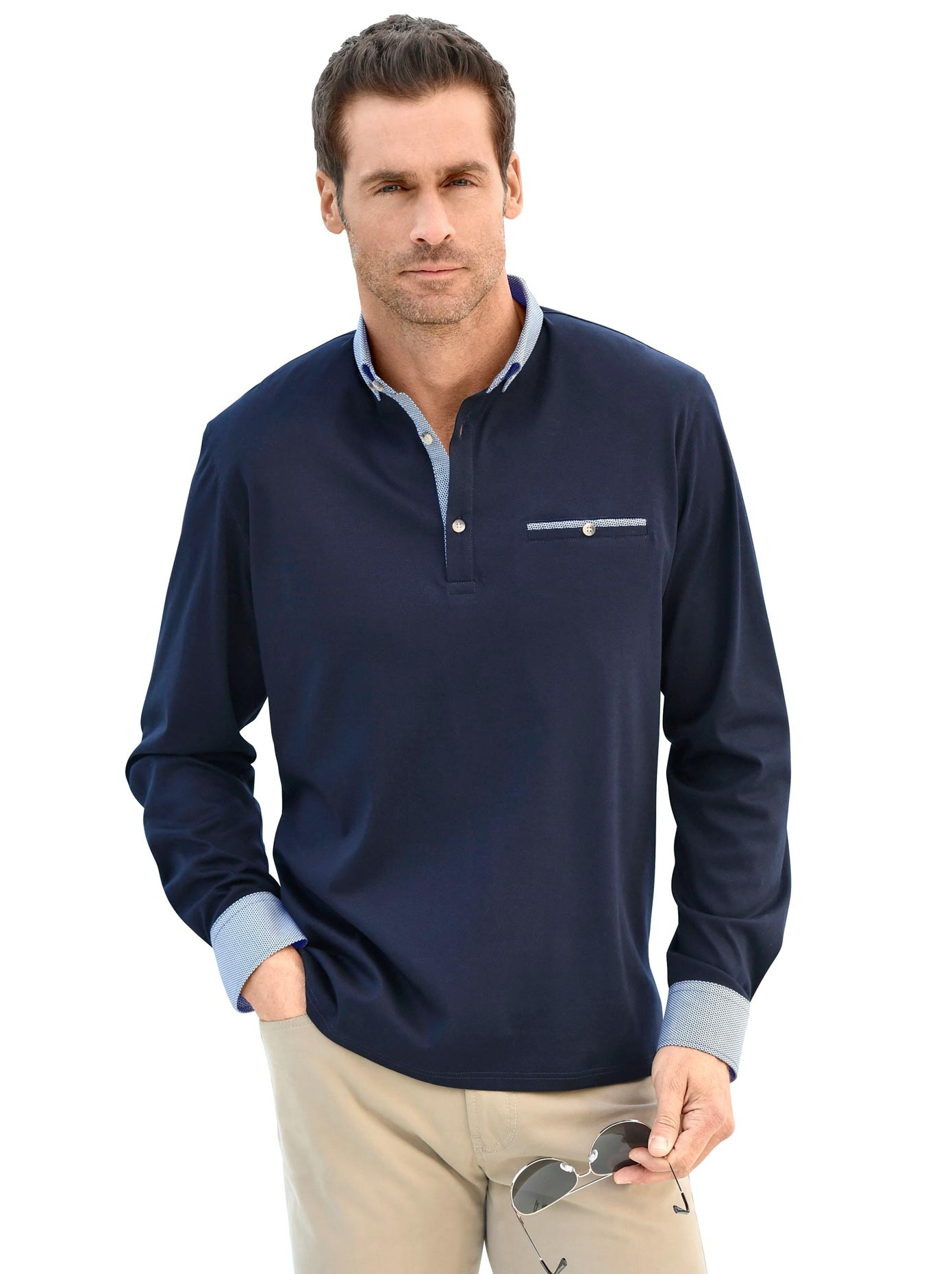 Marco Donati Langarm-Shirt aus reiner Baumwolle