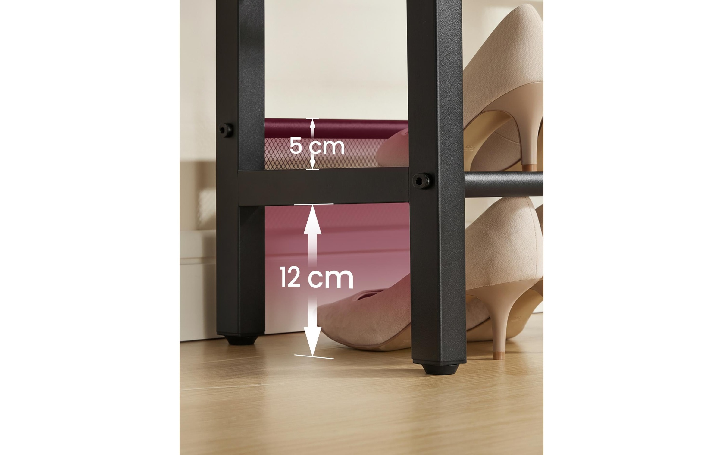 VASAGLE Schuhregal "mit drei Ablagen 75 x 50 cm" Robuste Schuhbank mit 3 Ebenen und hoher Belastbarkeit