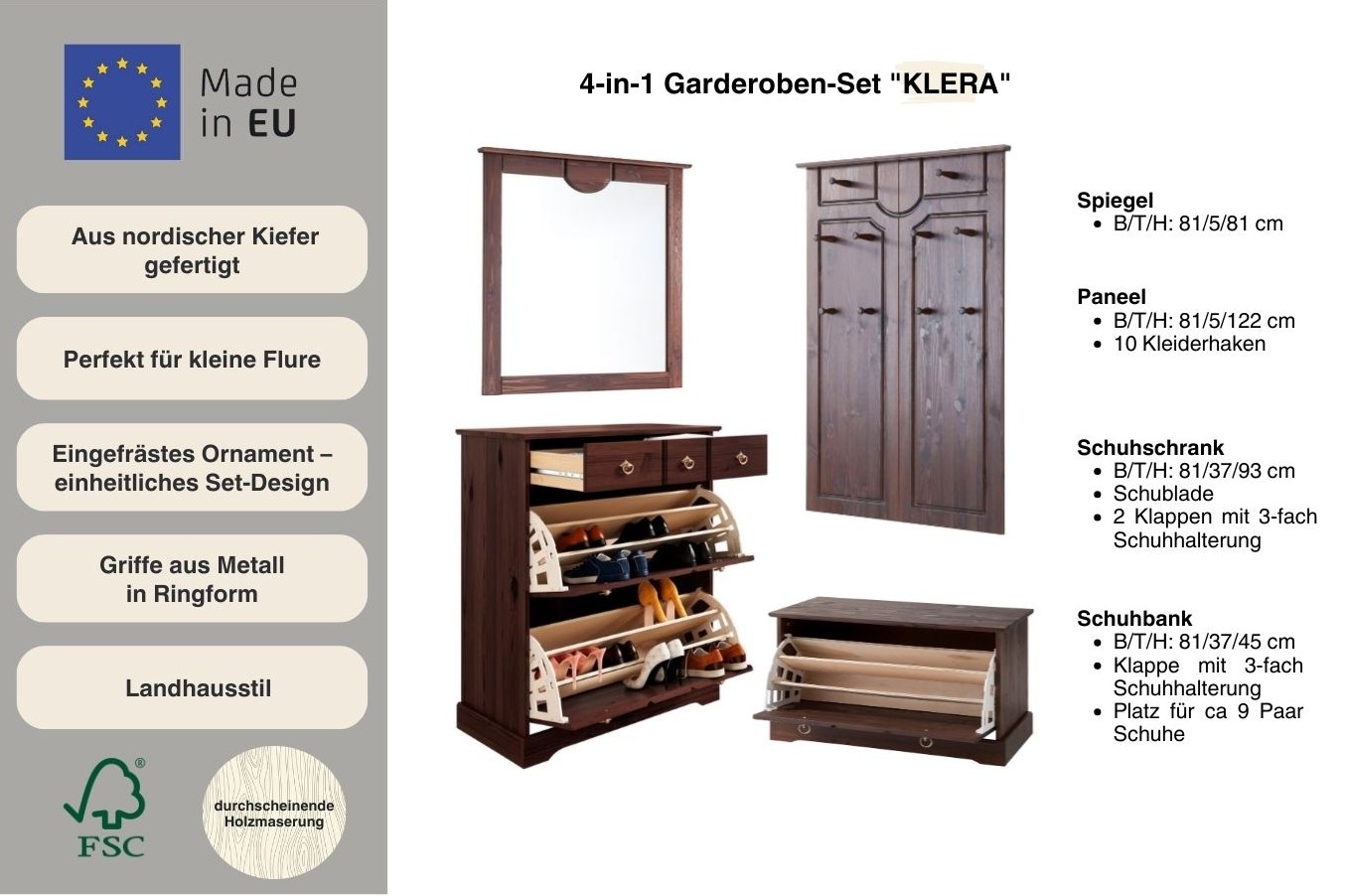 Home affaire Ensemble de vestiaires »Klera« Set, 4 cuis tlg.
