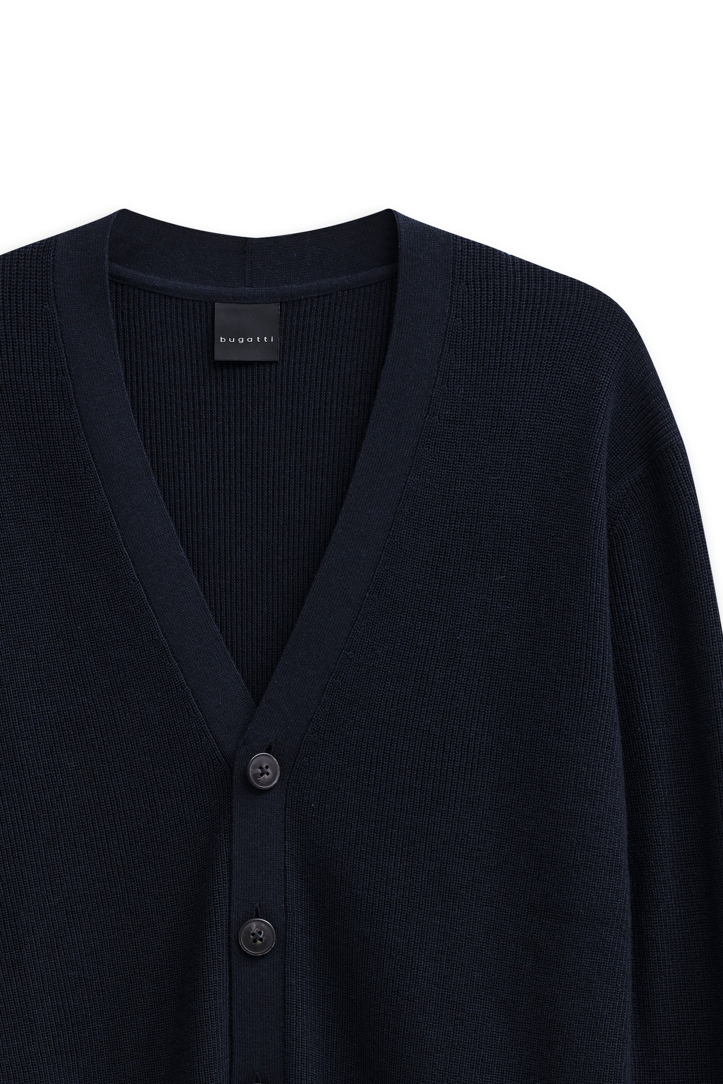 bugatti Cardigan »Regular Fit« mit V-Ausschnitt und Ripp-Struktur