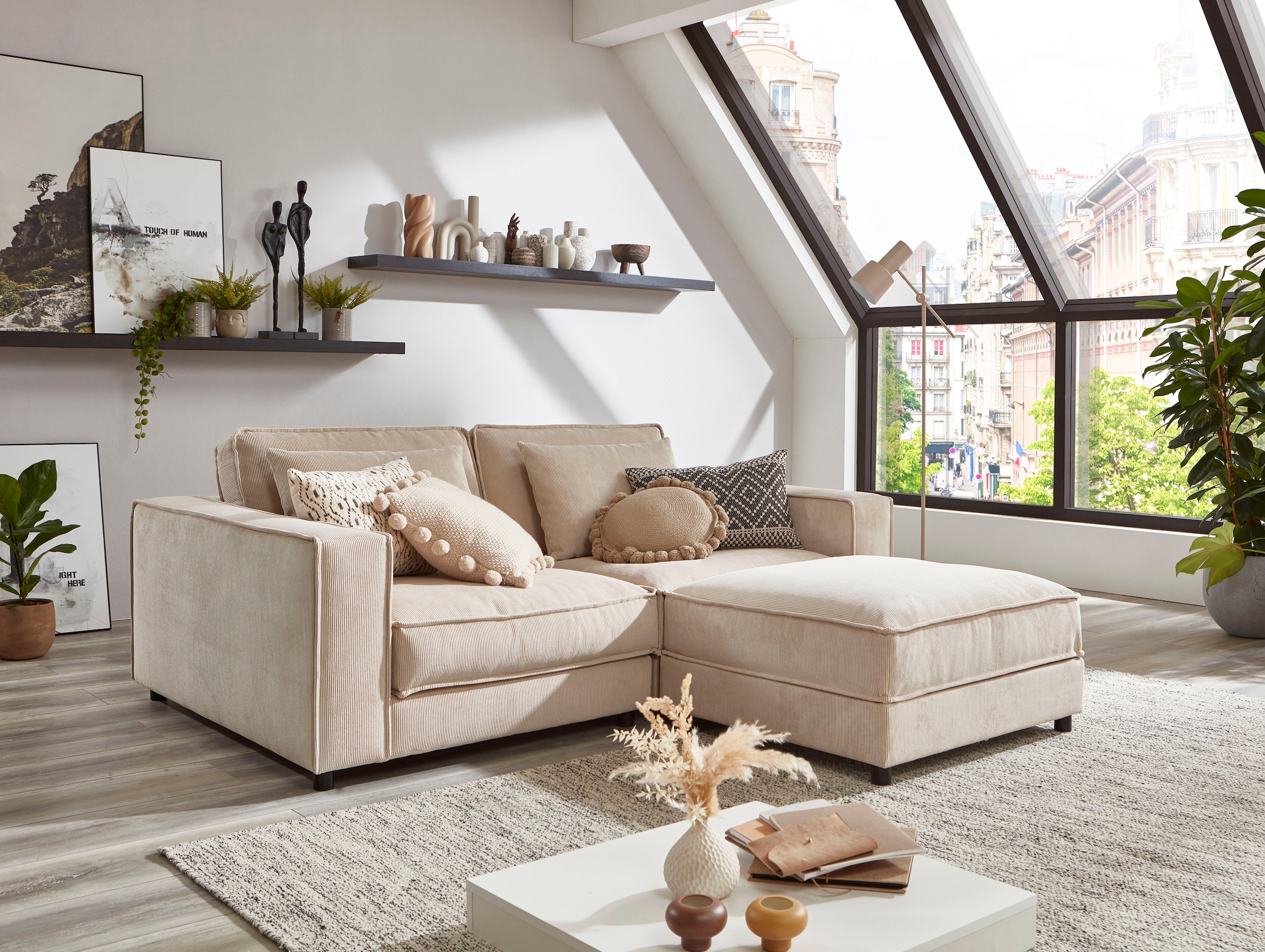 ATLANTIC home collection 2-Sitzer »Valan«, XXL-Sitzfläche, mit Cord-Bezug, frei stellbar, mit Wellenunterfederung
