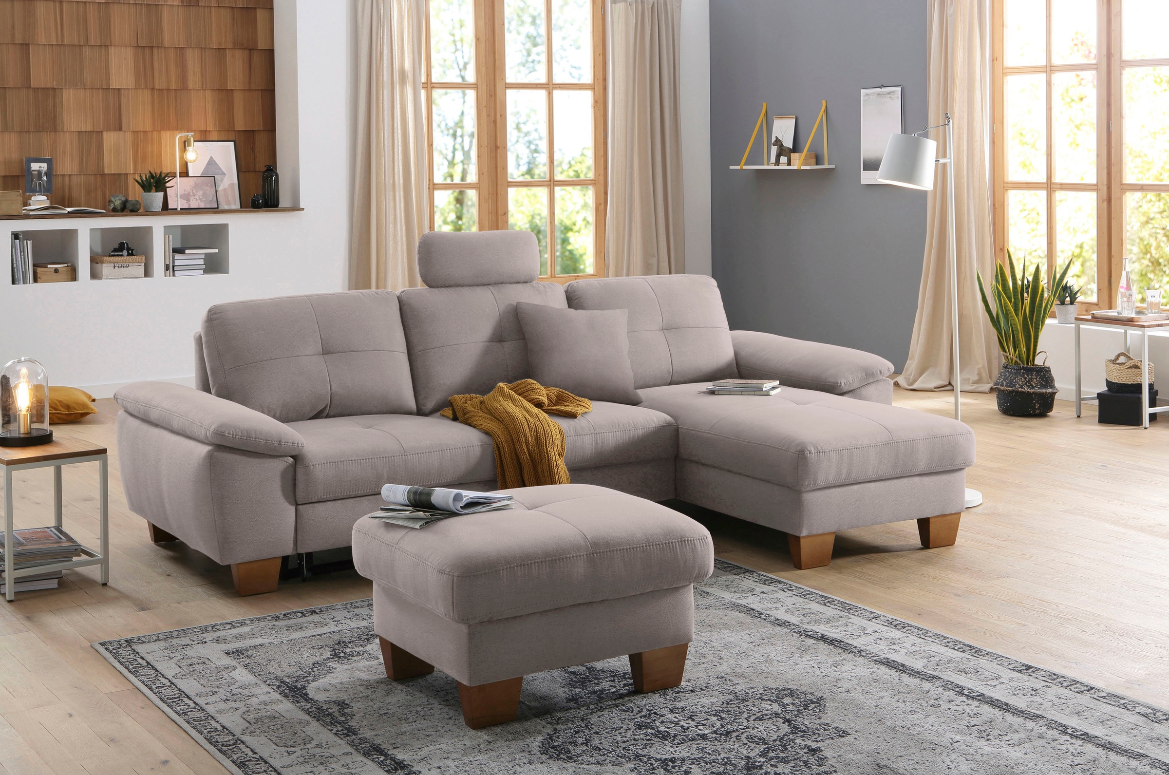 Image of Home affaire Ecksofa »Laverna«, wahlweise mit Bettfunktion in 4 Bezugsqualitäten, Recamierenabschluss bei Ackermann Versand Schweiz