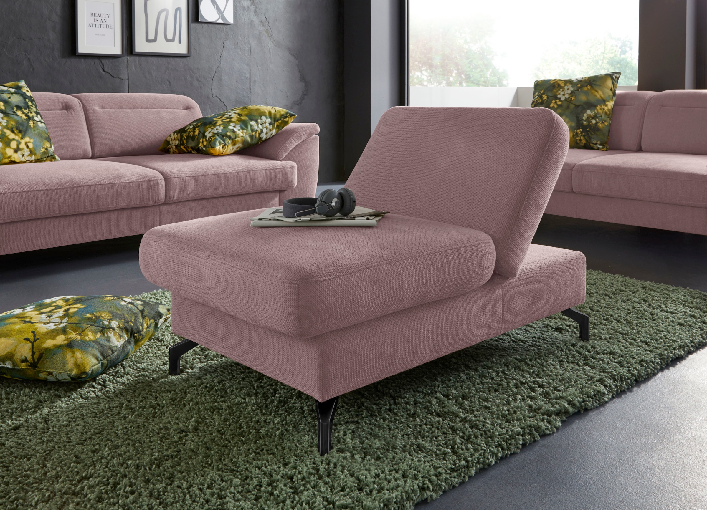 sit&more Hocker »Percy«, Fusshöhe 15cm, mit Klappfunktion, wahlweise in 2 Fussfarben