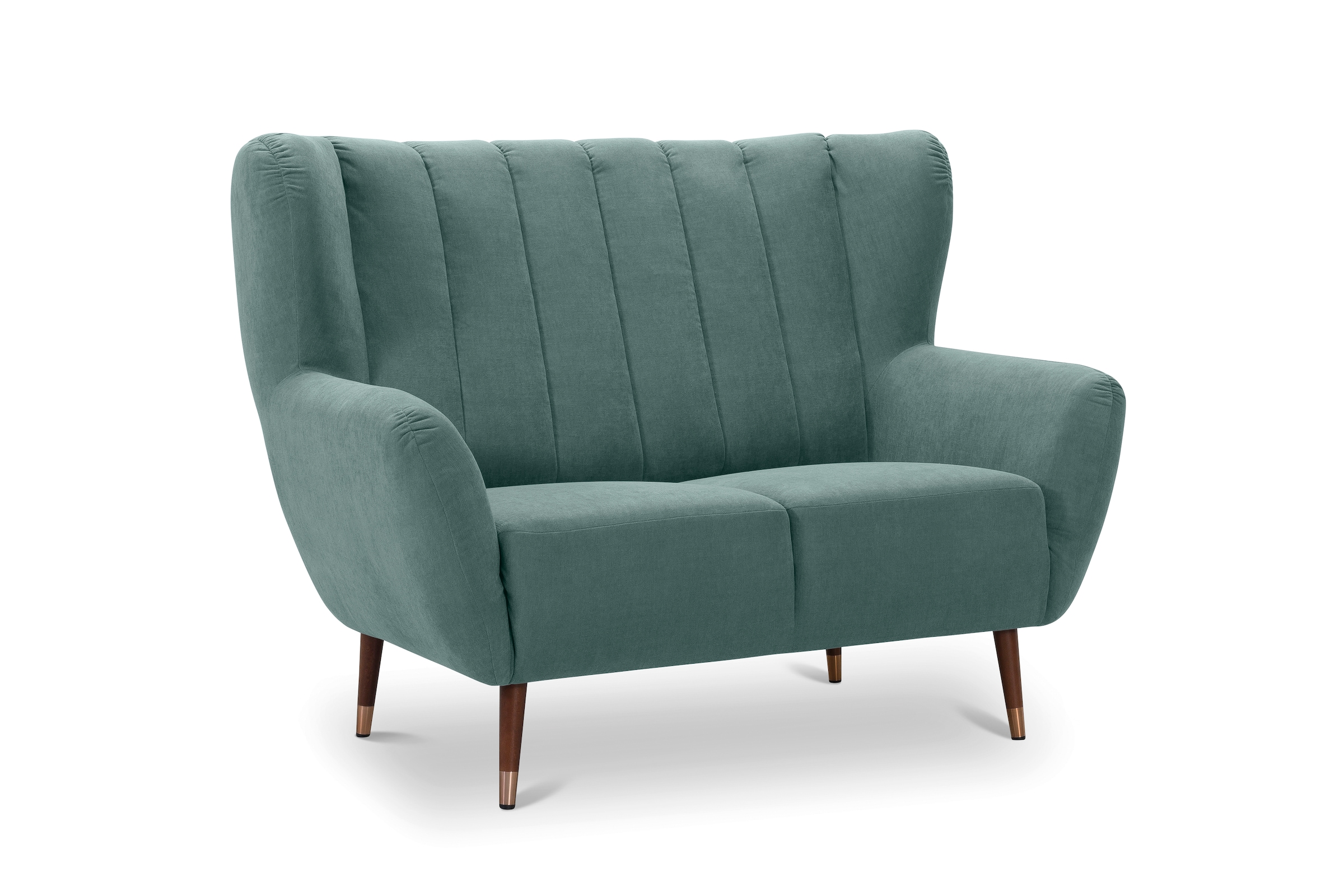 exxpo - sofa fashion 2-Sitzer »Polly, bequem mit hoher Rückenlehne, hohe Füsse, Ohrensesselcouch«, Küchensofa, hochwertige Bezugsvarianten und aktuelle Farben