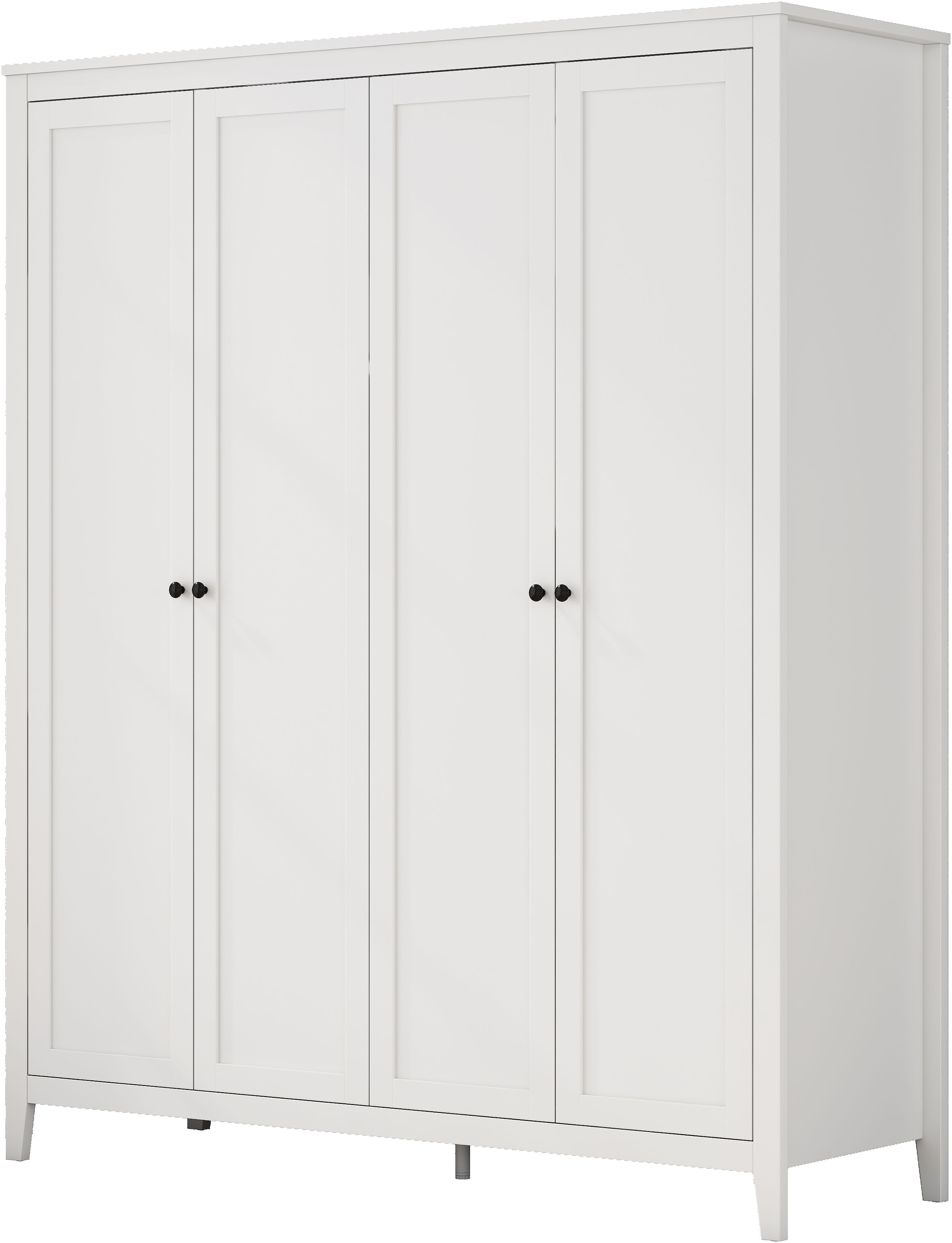 GOODproduct Kleiderschrank »Borkum Schlafzimmerschrank Garderobe Landhaus Bestseller weiss« schwarze Griffe aus Metall, 