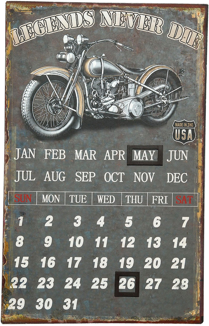 Ambiente Haus Metallbild »Metallbild Kalender - Biker 25x40cm«, (1 St.)