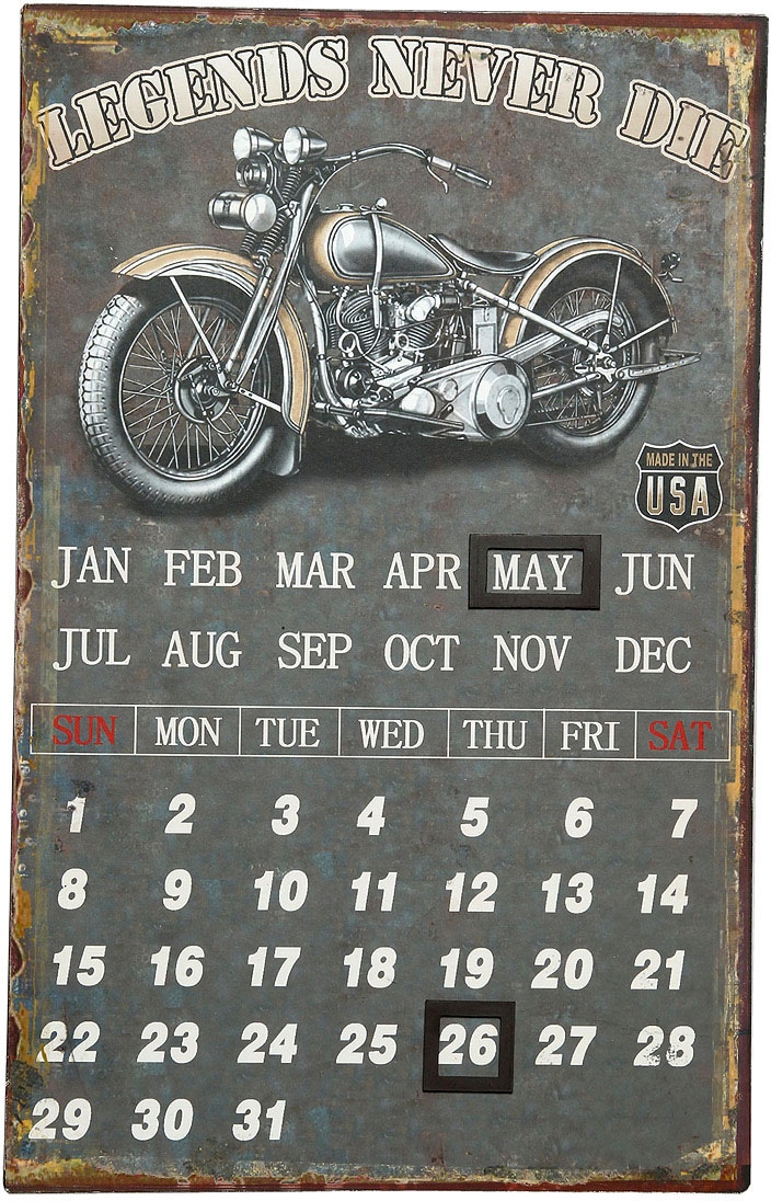Image of Ambiente Haus Metallbild "Metallbild Kalender - Biker 25x40cm" 1 Stk. tlg.