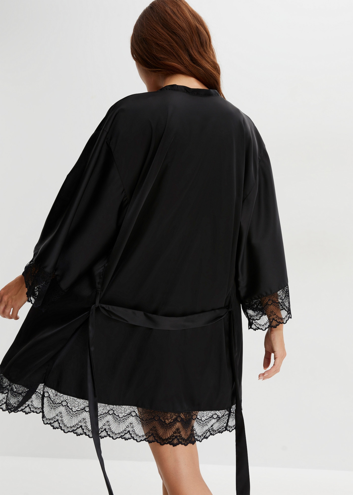 bonprix Morgenmantel Set, 2 Stk. im Kimono-Stil mit Negligé, mit hochwertiger Spitze