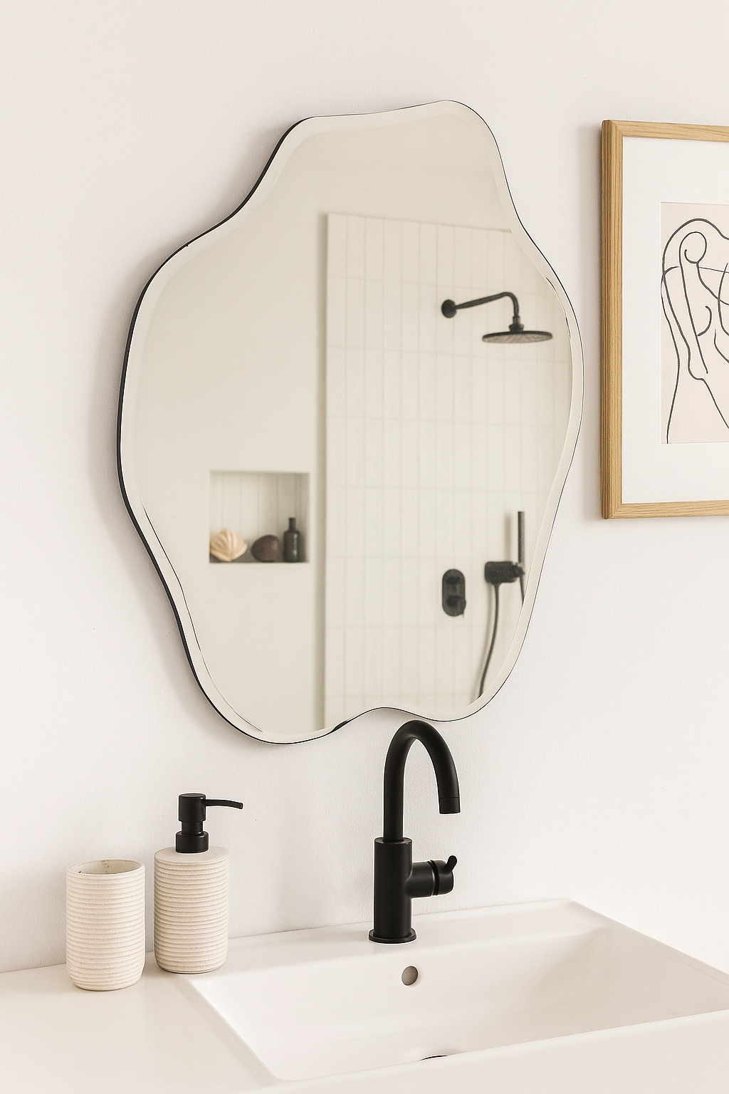 homsy by Ana Johnson Miroir mural »Missimi, Wanddekoration, 45x55cm« wellenförmig, wolkenförmig, Eleganz mit transparentem Rahmen