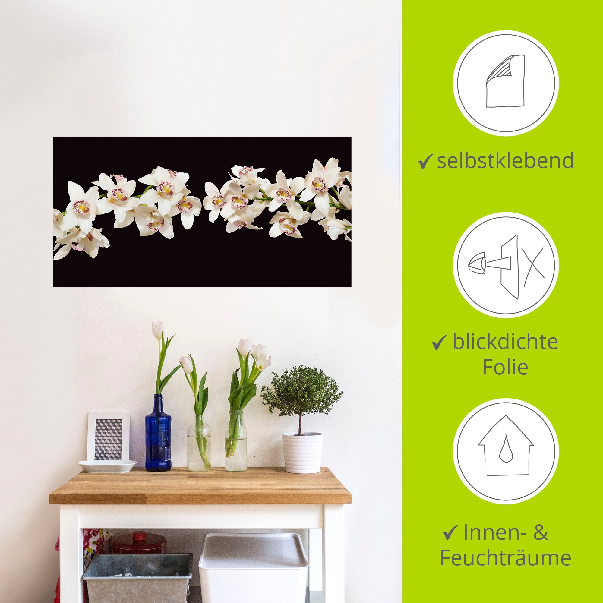 Artland Wandfolie »Weisse Orchideen«, Blumen, (1 St.), selbstklebend