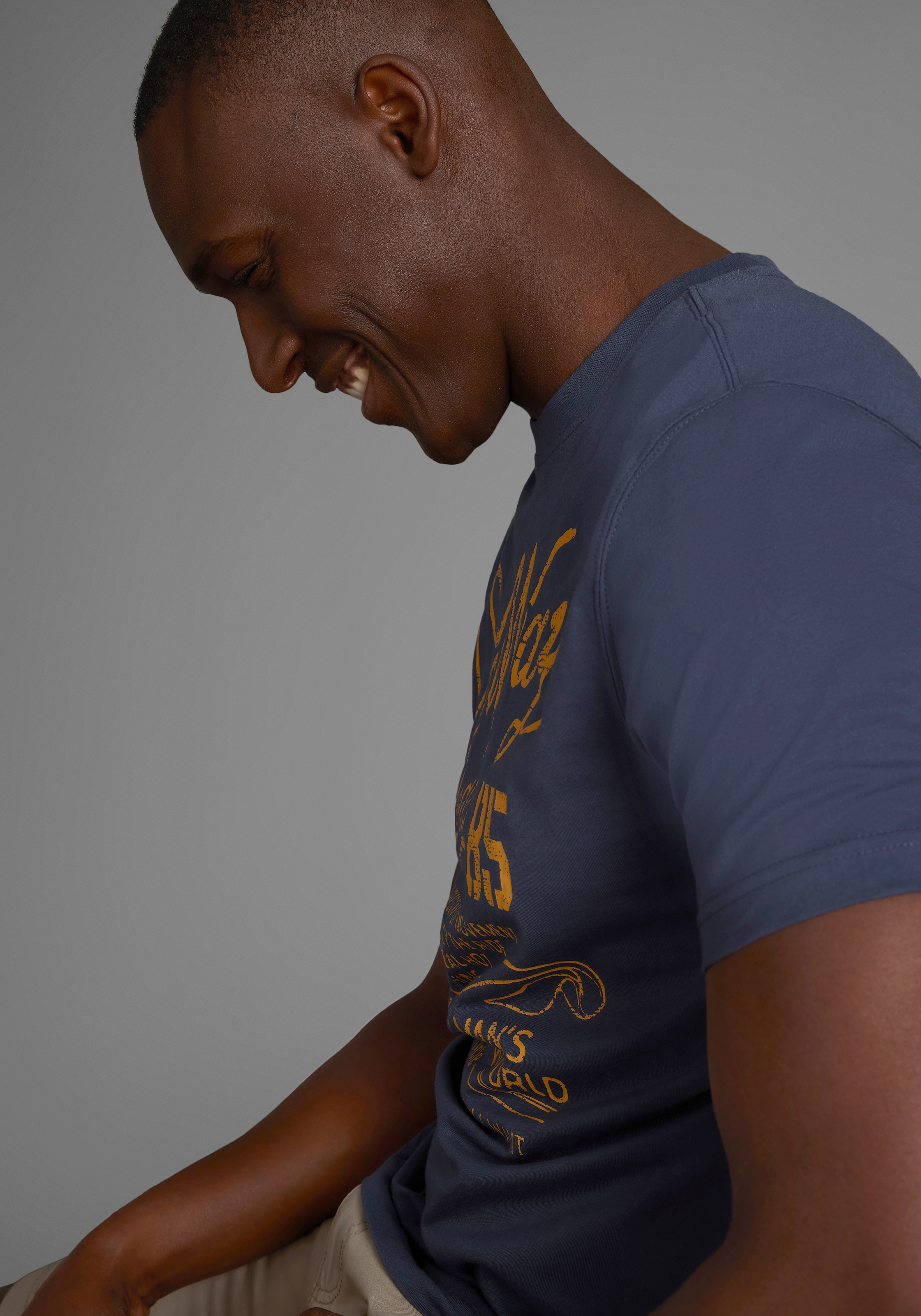 Man's World T-Shirt, Kurzarm, Regular Fit, mit Print, Rundhals, im Used-Look