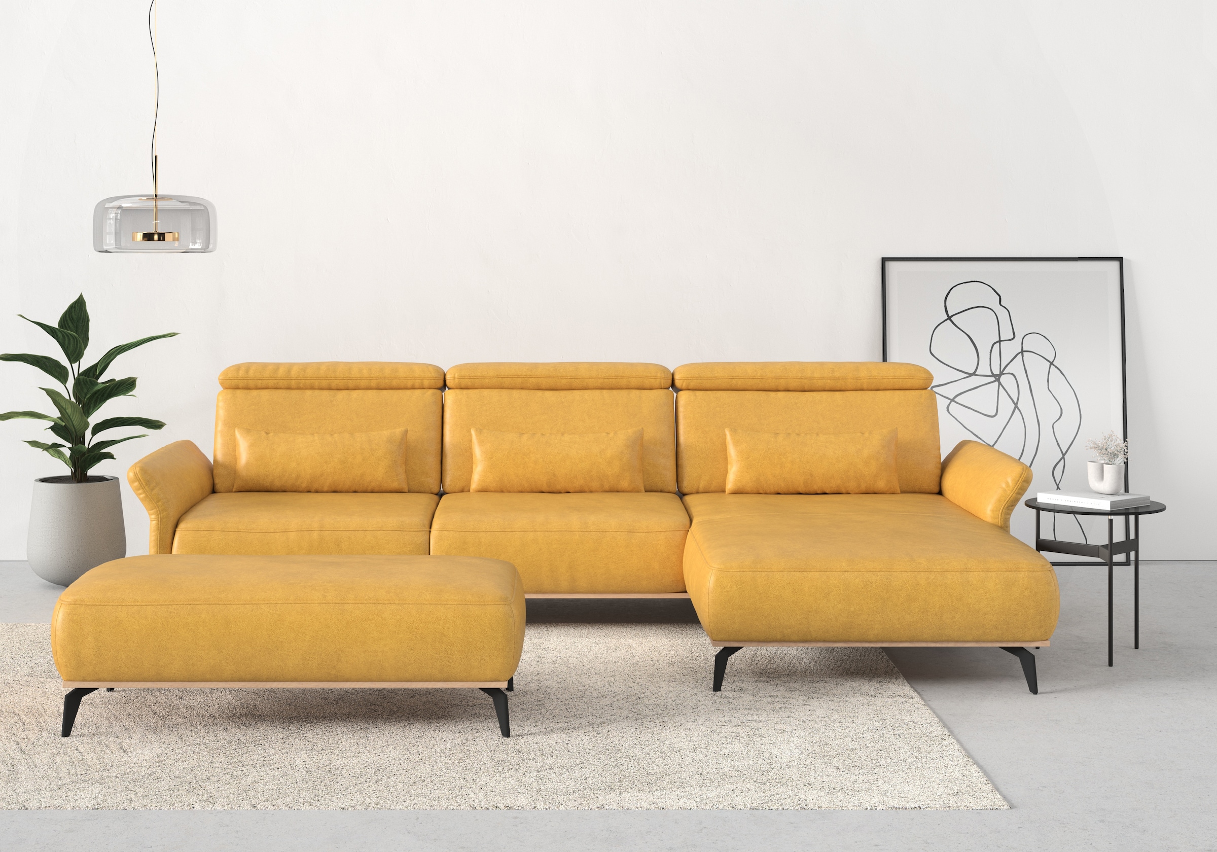 Image of Home affaire Ecksofa "Fjord L-Form" massiv, wahlweise mit Armlehnfunktion, Kopf- Sitztiefenverstellung