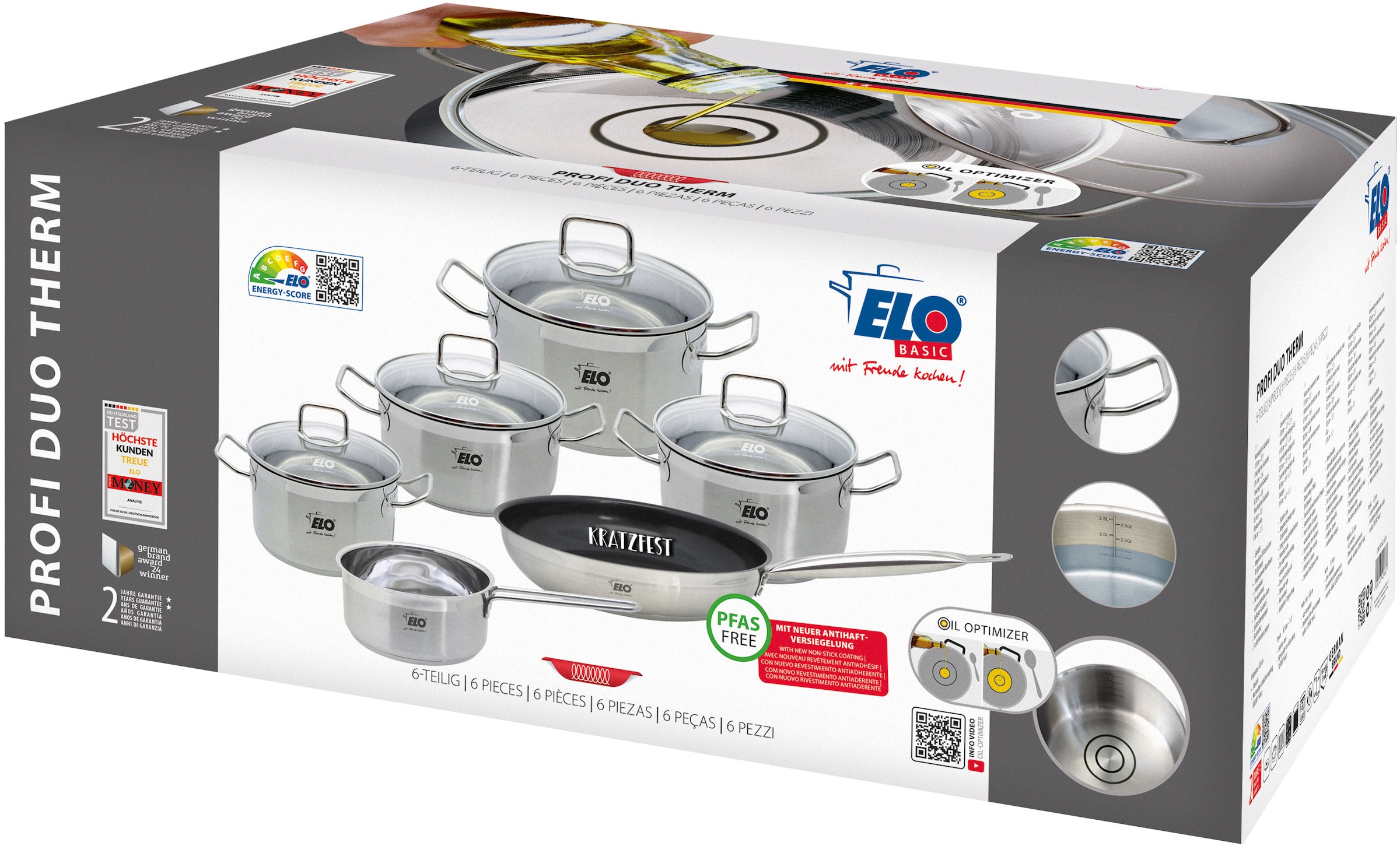 Elo Basic Set de casseroles »Basic Profi Duo Therm Topfset 6-teilig« Set, 10 cuis tlg.