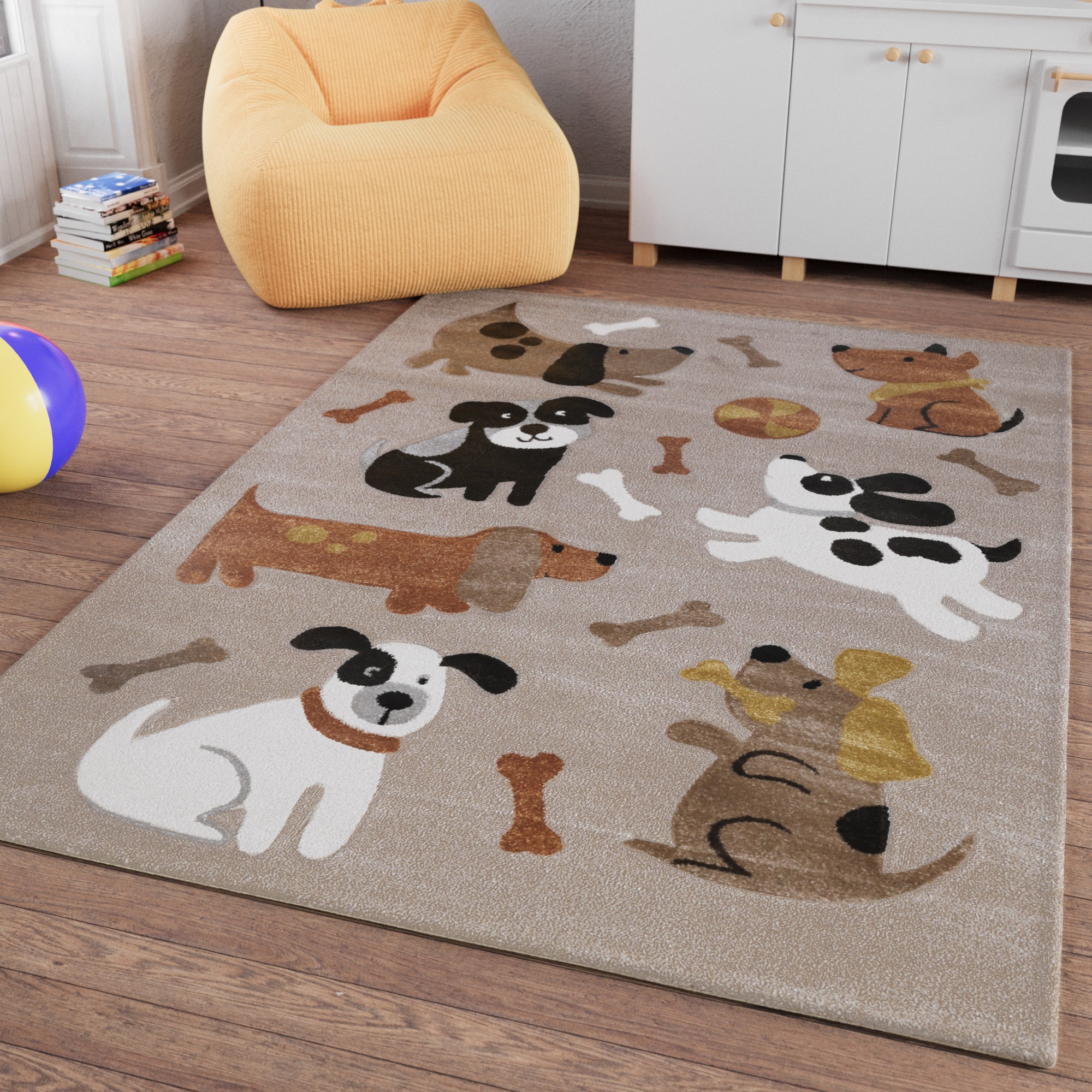 Image of SMART KIDS Kinderteppich "Rocky & Friends" rechteckig 10 mm Höhe Moderner Spielteppich, strapazierfähig, pflegeleicht, Konturenschnitt