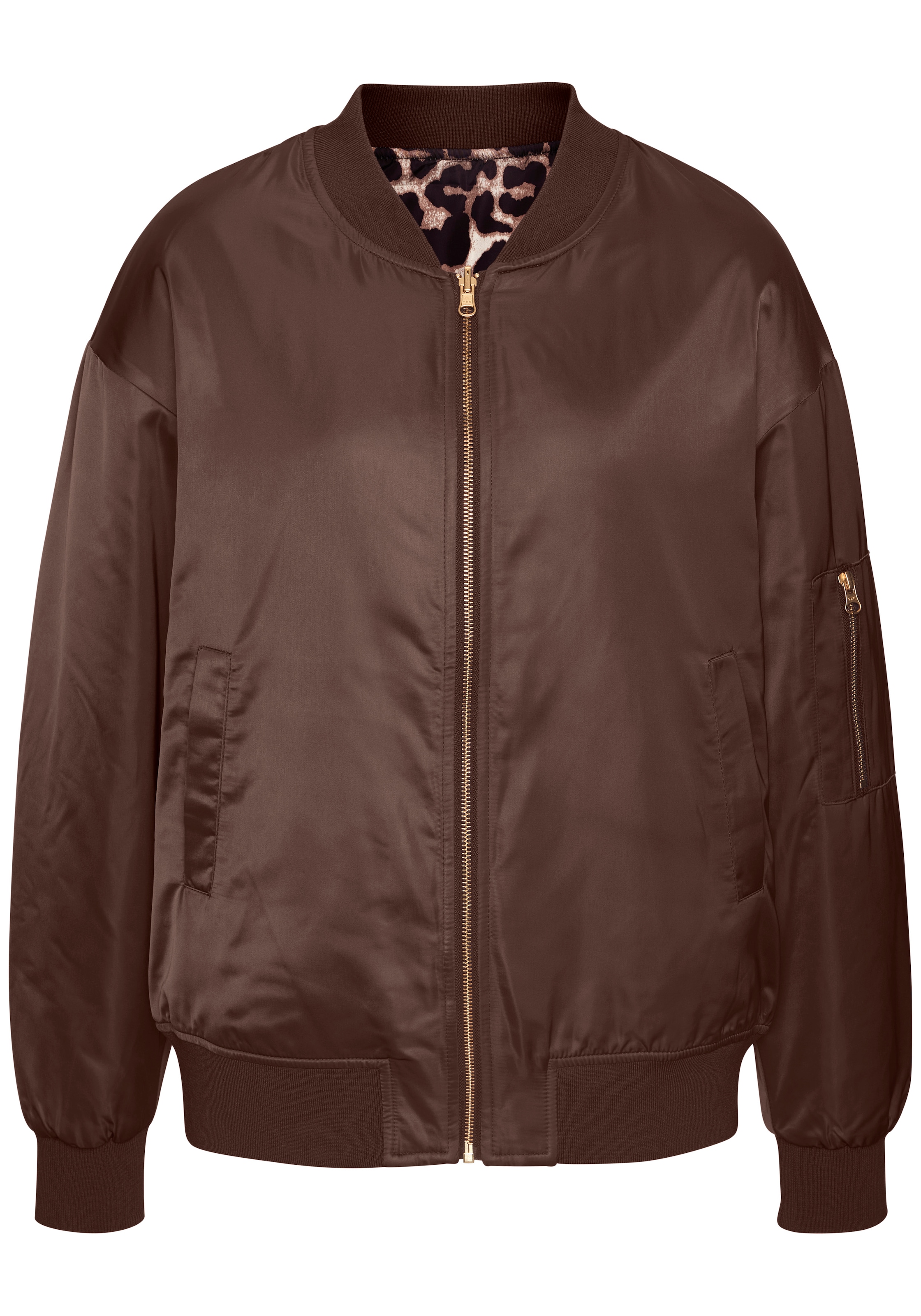 Buffalo Veste réversible Dunkelbraun/Leoprint, Bomberjacke, modisch