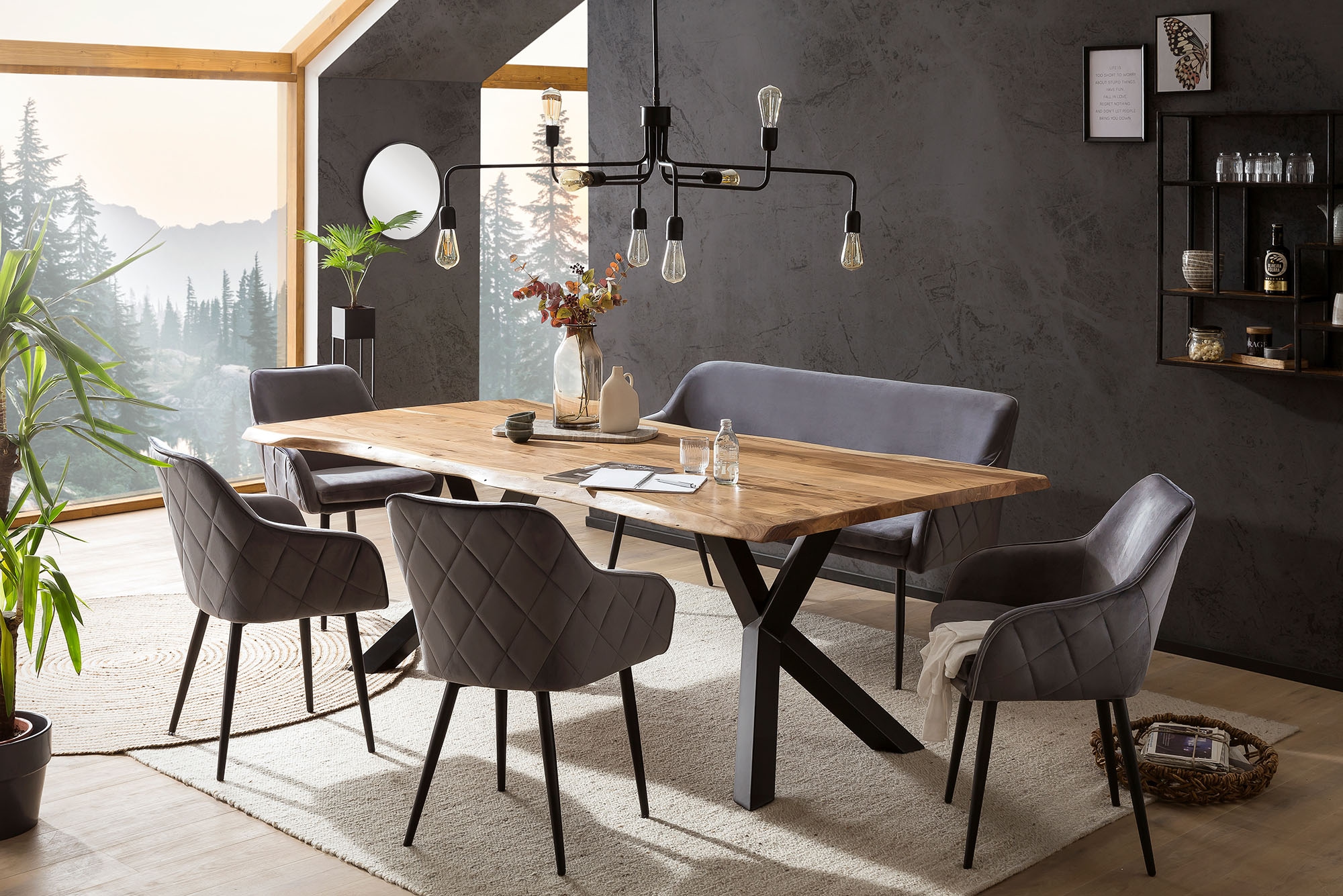 Image of SalesFever Eckbankgruppe "Eckbankgruppe im Landhausstil" Set, 6 Stk. tlg. Rückenfläche mit aufwändiger Rautensteppung