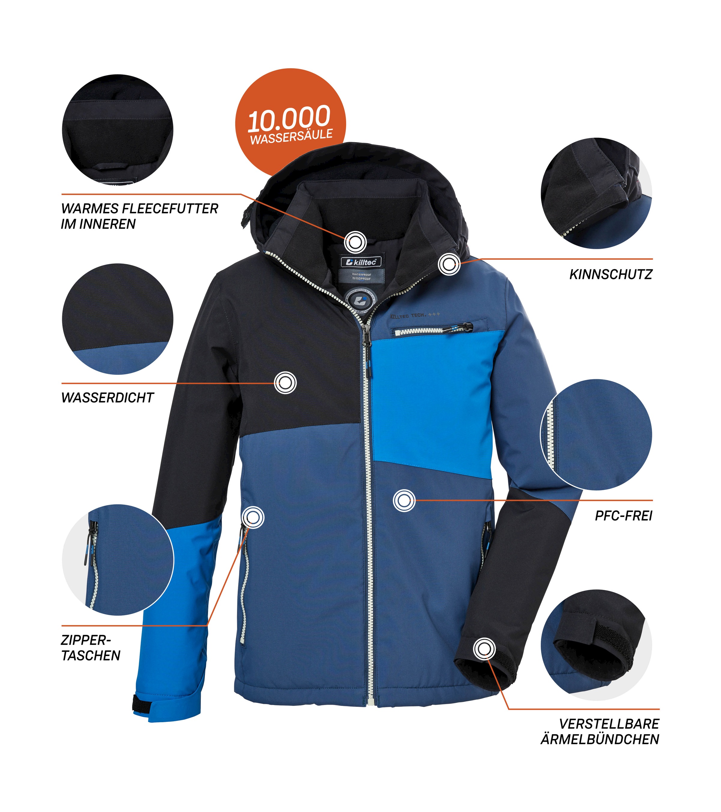 Killtec Veste d'extérieur »KOW 161 BYS JCKT« Kinderjacke: wasser- und winddicht, warm, reflektierend, PFAS-frei