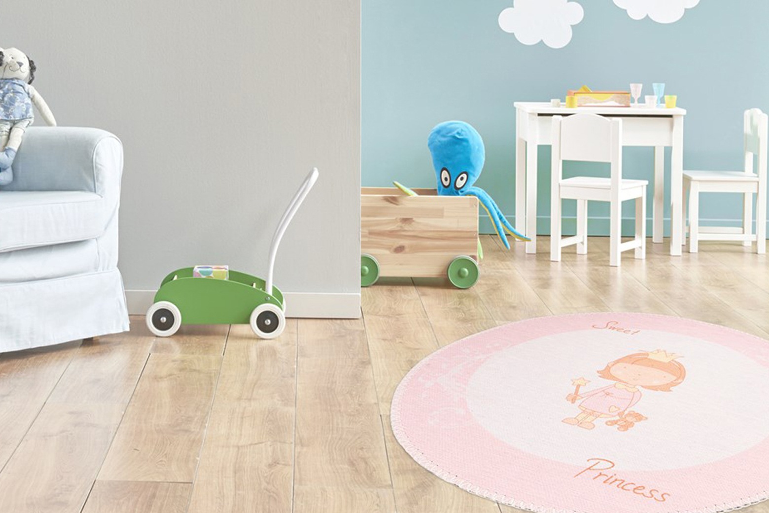Image of Arte Espina Kinderteppich "Bambini 300" rund 5 mm Höhe Fantasievoll bedruckter Kinderteppich, angenehme Haptik